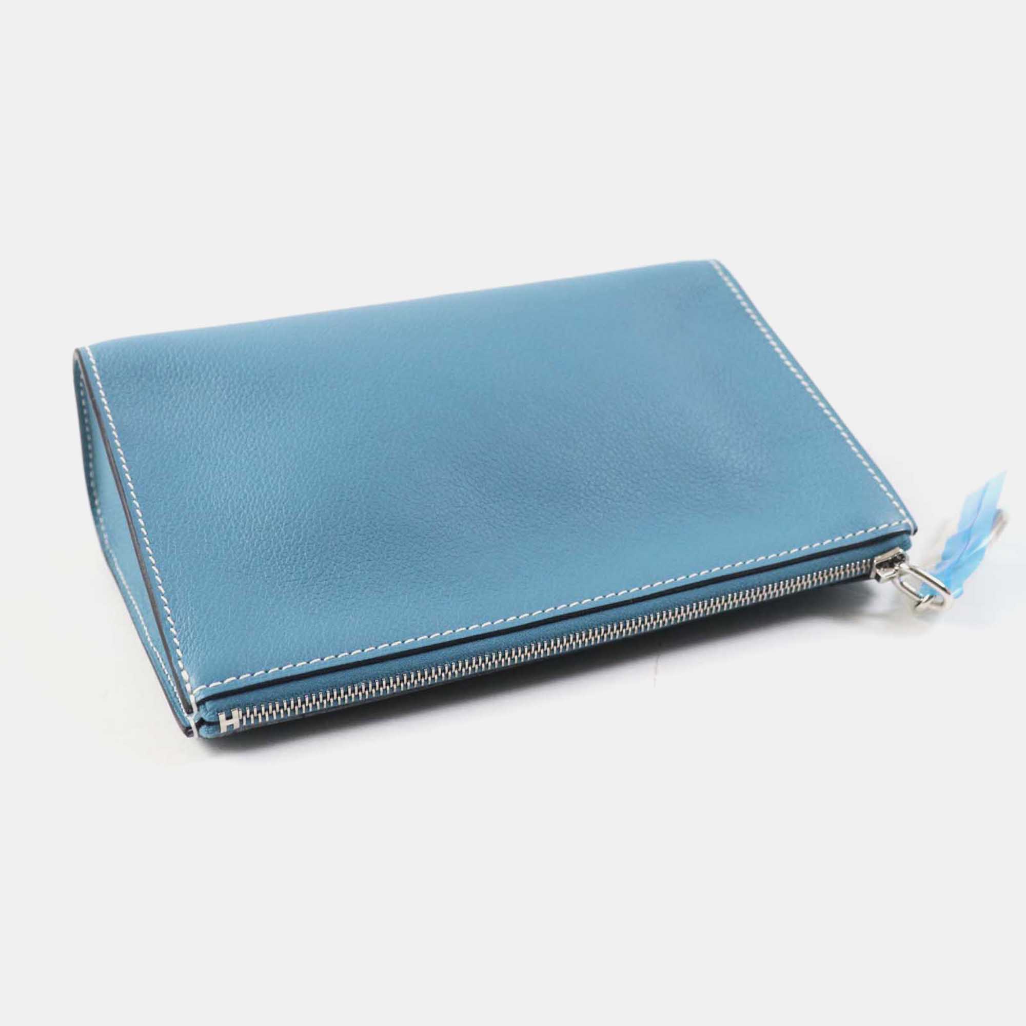 Hermes Blue Evercolor Chaine D`Ancre Cosmetics Pouch 