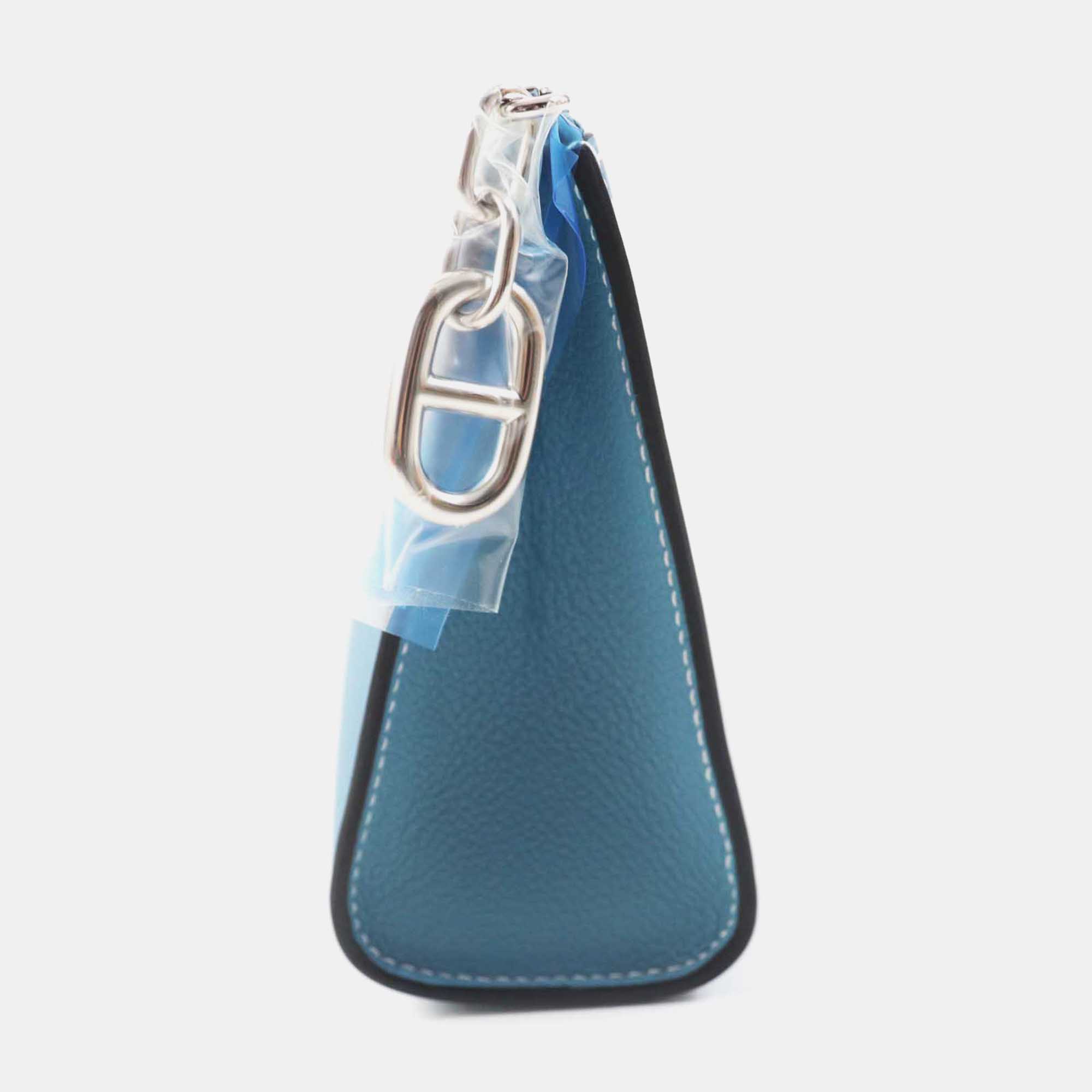 Hermes Blue Evercolor Chaine D`Ancre Cosmetics Pouch 