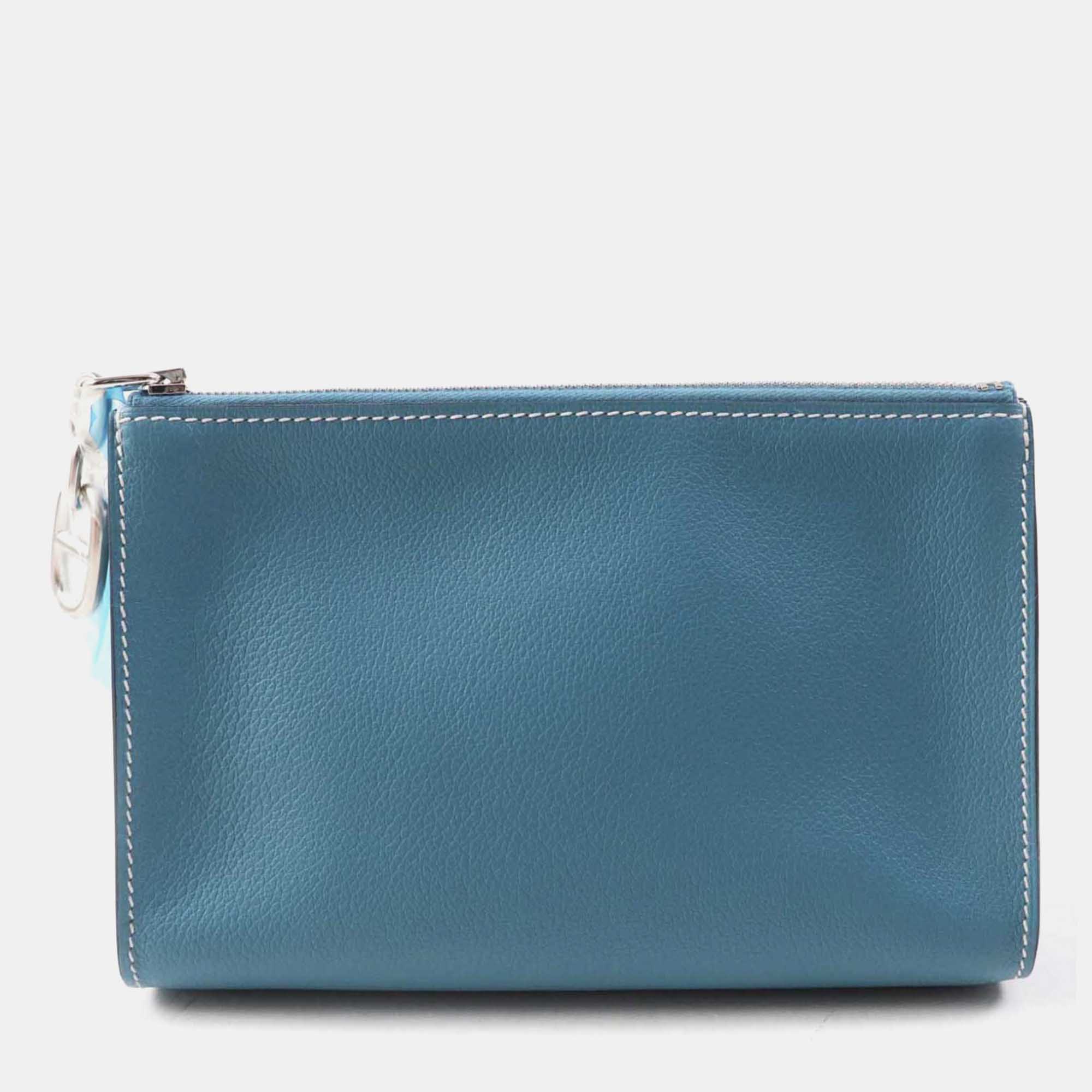 

Hermes Blue Evercolor Chaine D'Ancre Cosmetics Pouch