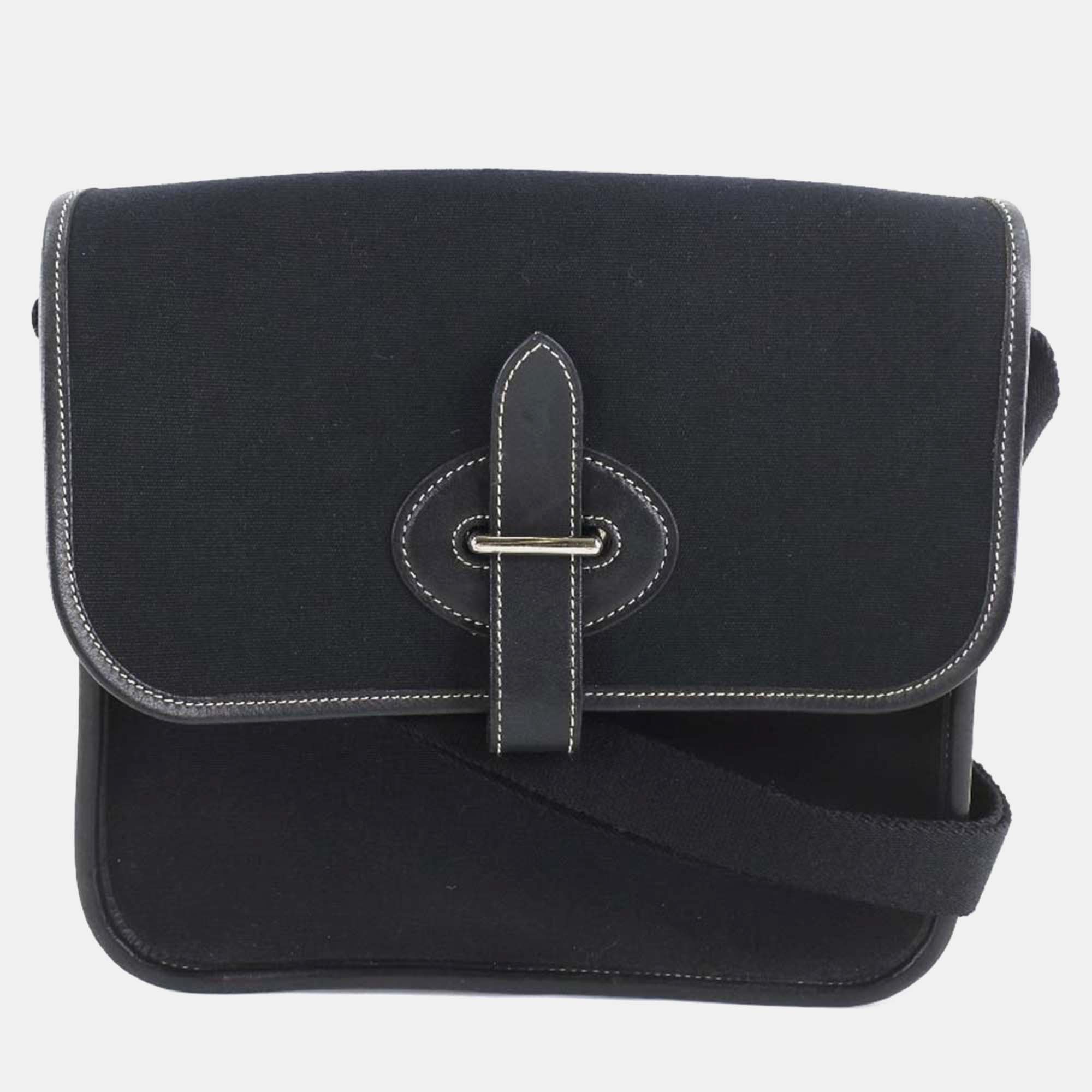 

Hermes Black Canvas Buenaventura Shoulder Bag