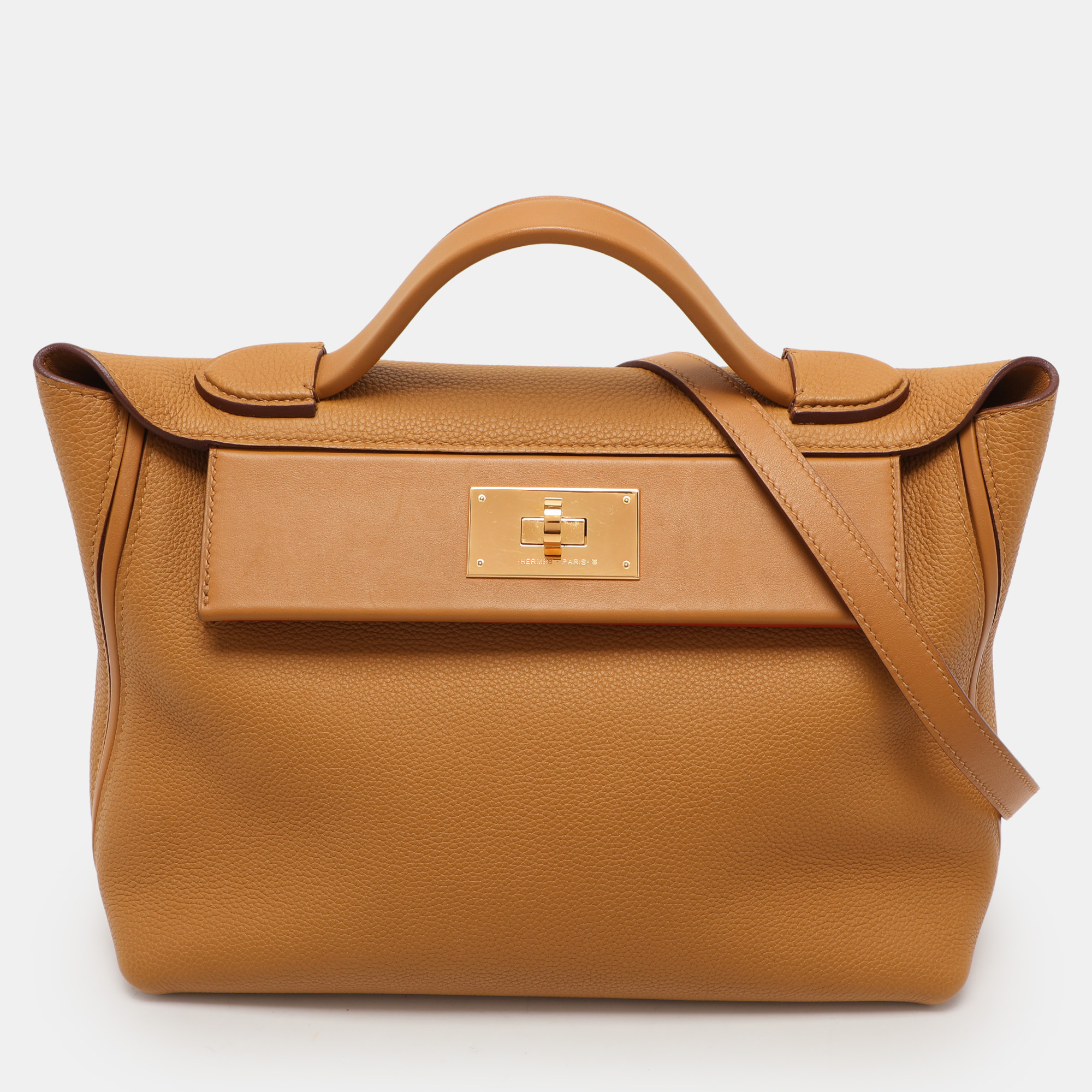 

Hermes Jaune Ambre Togo and Swift Leather Gold Tone Finish 24/24 29 Bag, Yellow