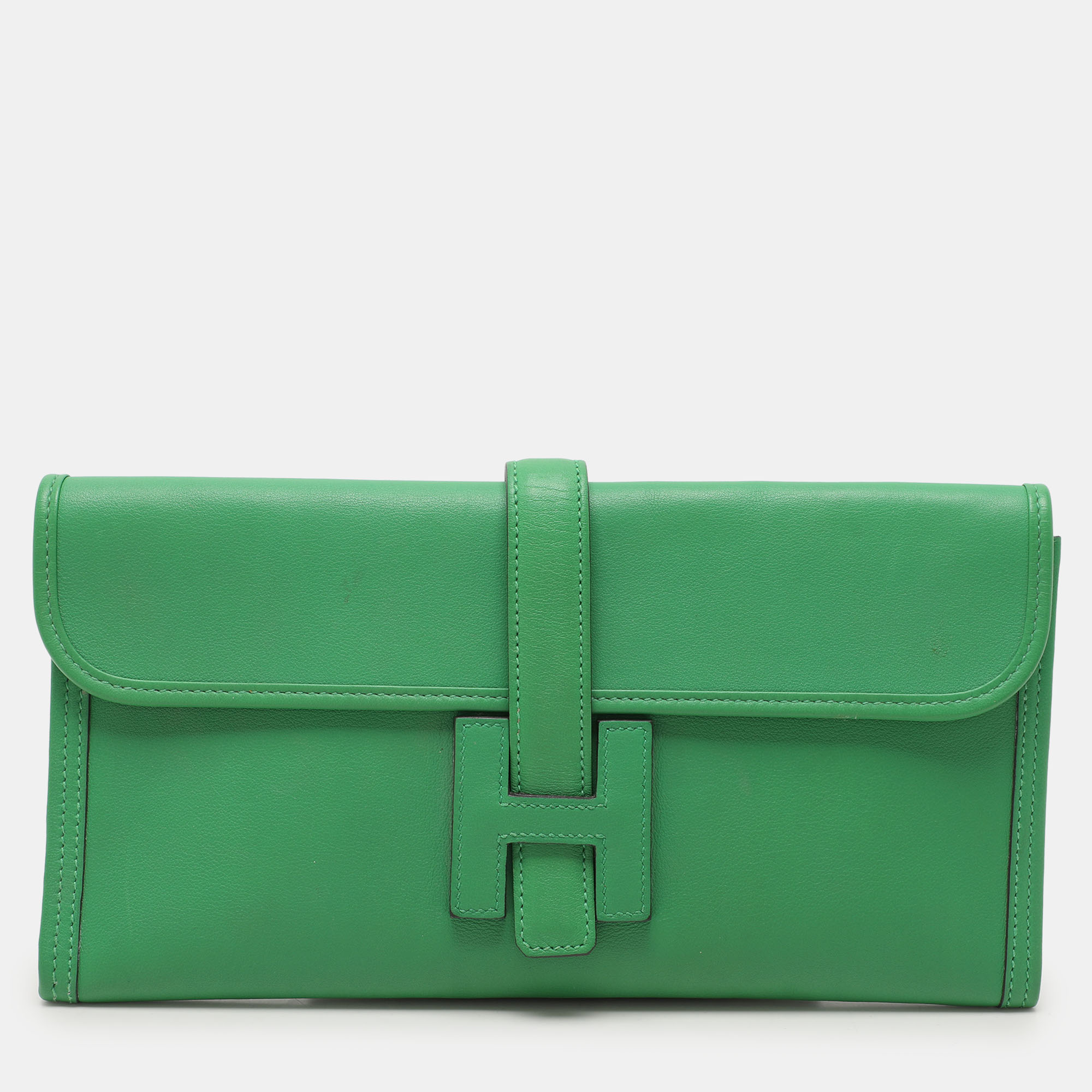 

Hermès Bambou Swift Leather Jige Elan 29 Clutch, Green