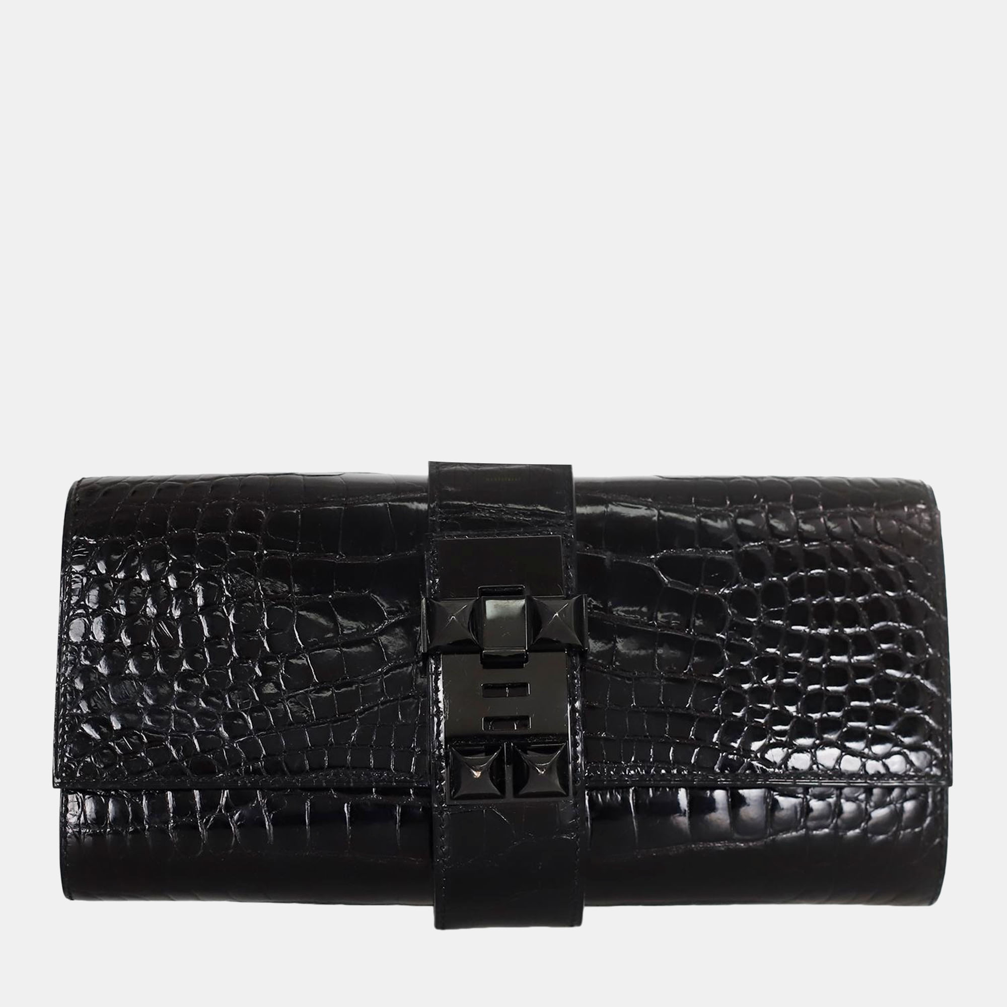 

Hermes Shiny Alligator So Black Medor Clutch