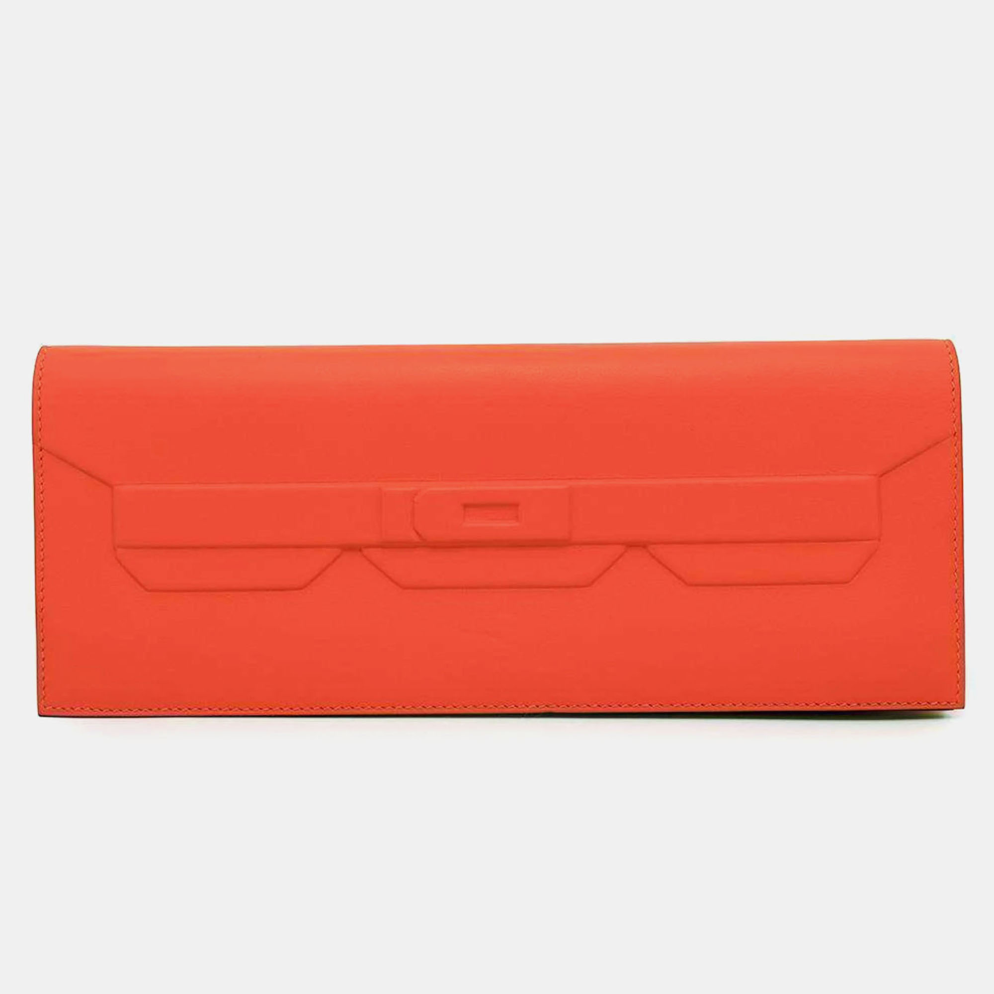 

Hermes Capucines Swift Birkin Shadow Clutch Bag, Orange