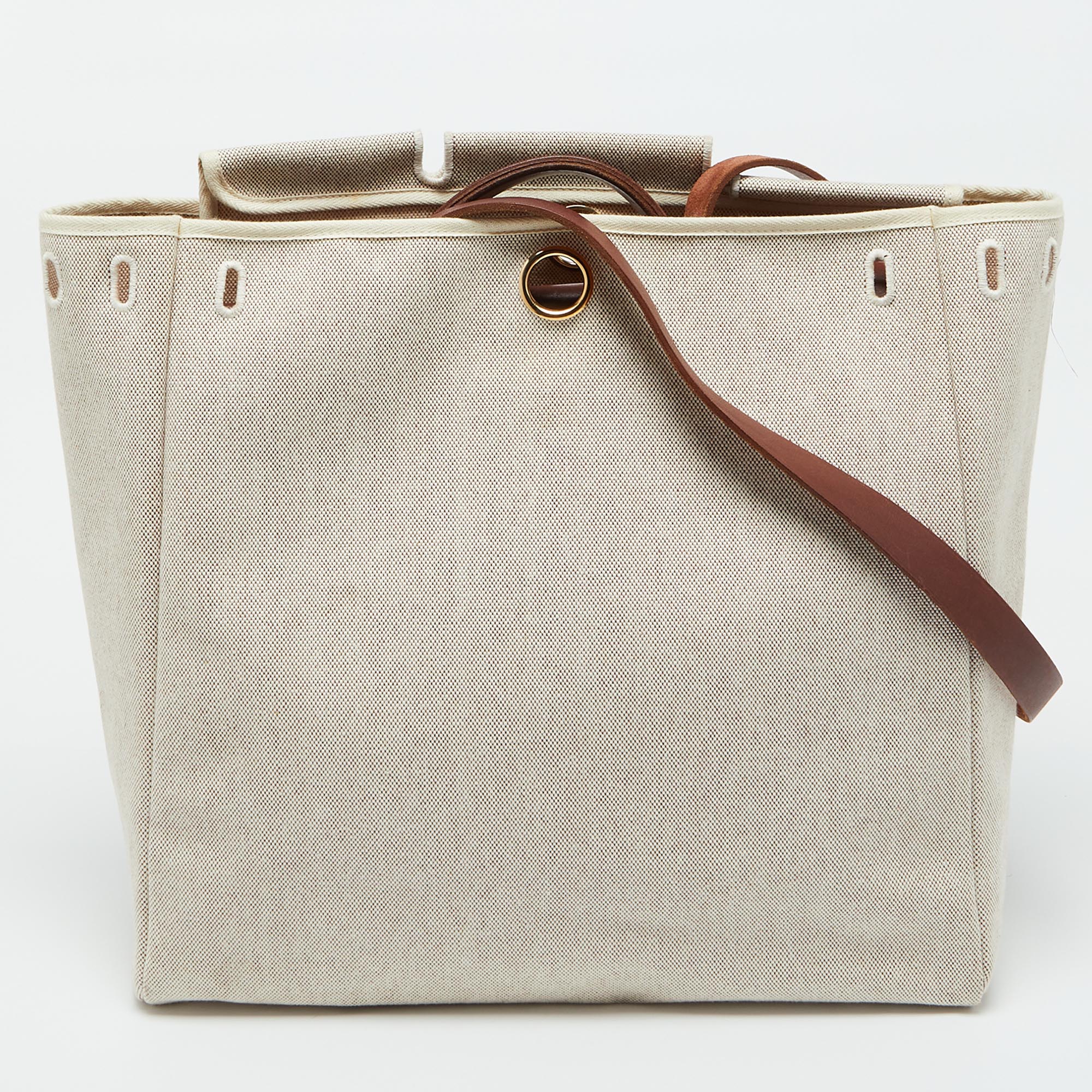 Hermes Rouge H Toile and Leather Herbag Zip 39 Bag 