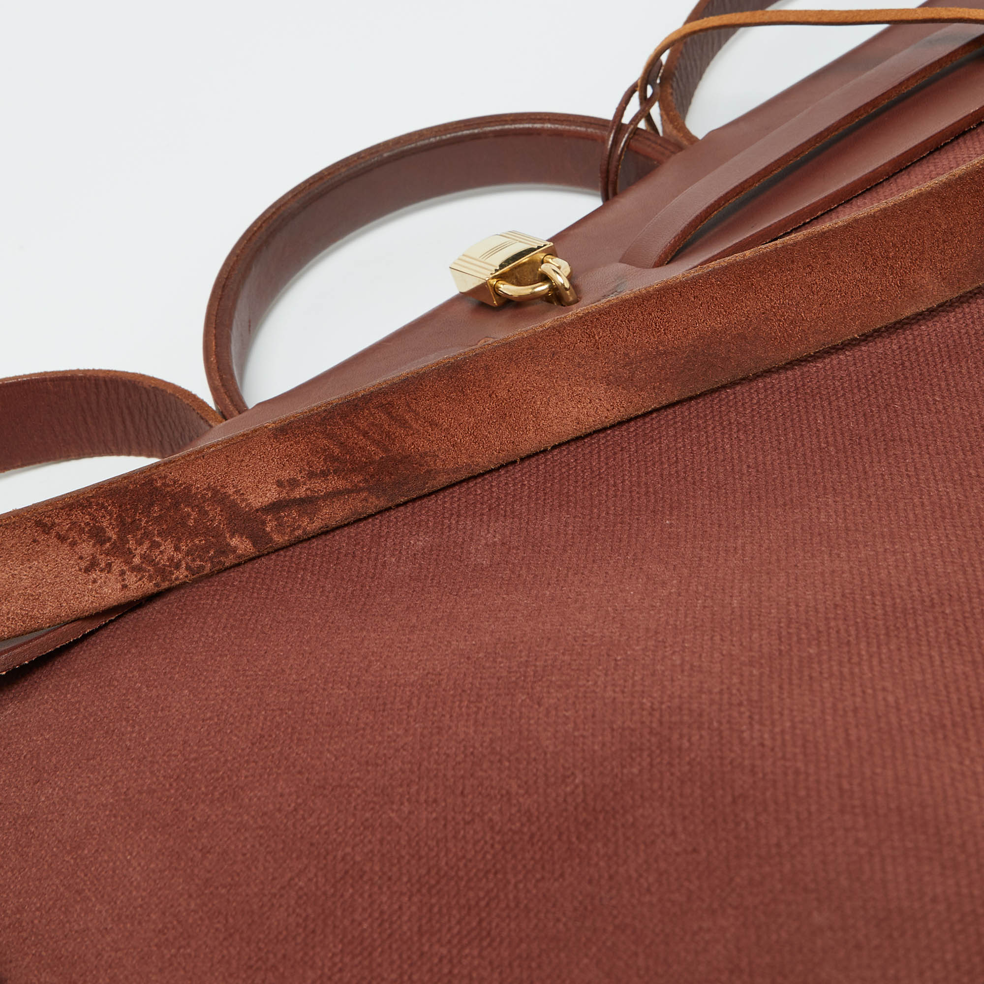 Hermes Rouge H Toile and Leather Herbag Zip 39 Bag 