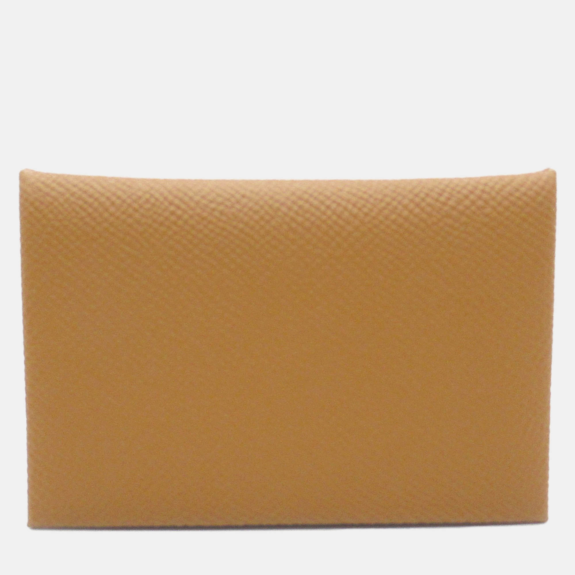 

Hermes Brown Leather Calvi Leather Card Case