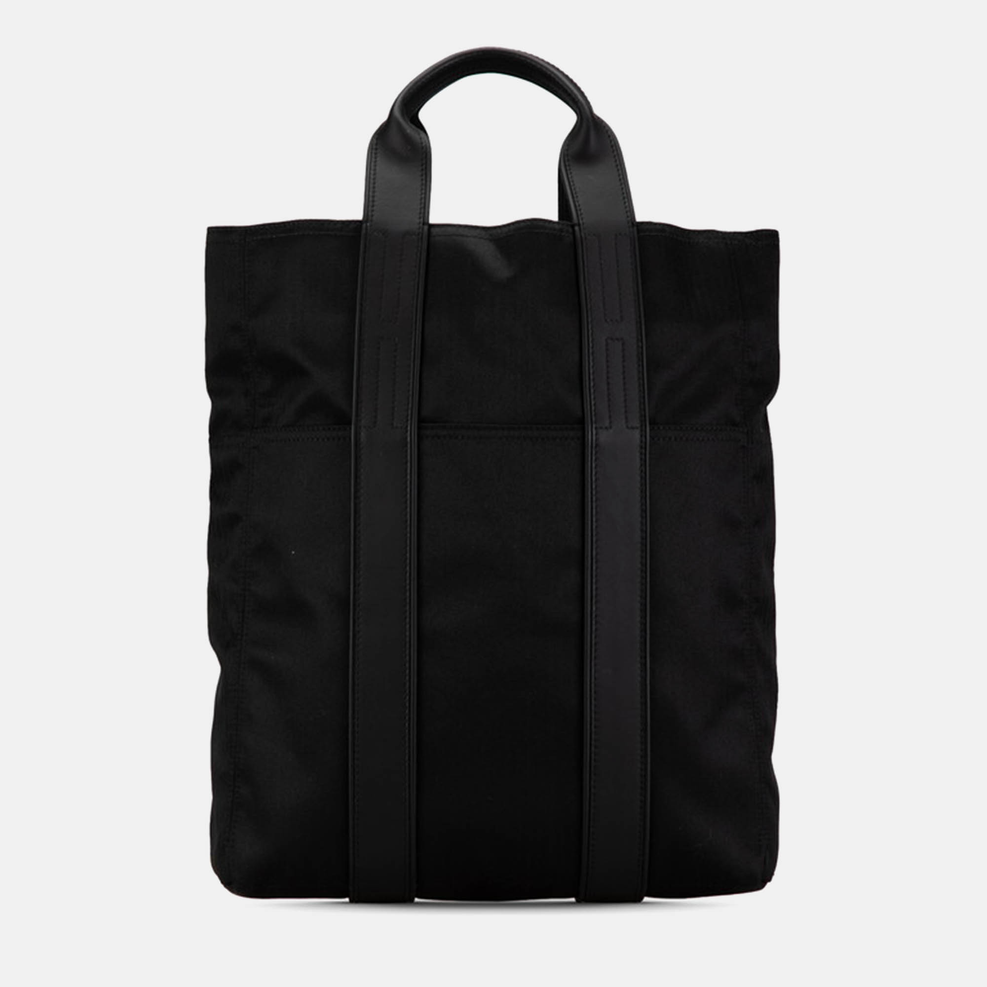 

Hermes Black Canvas Acapulco Cabas Mm Tote Bag