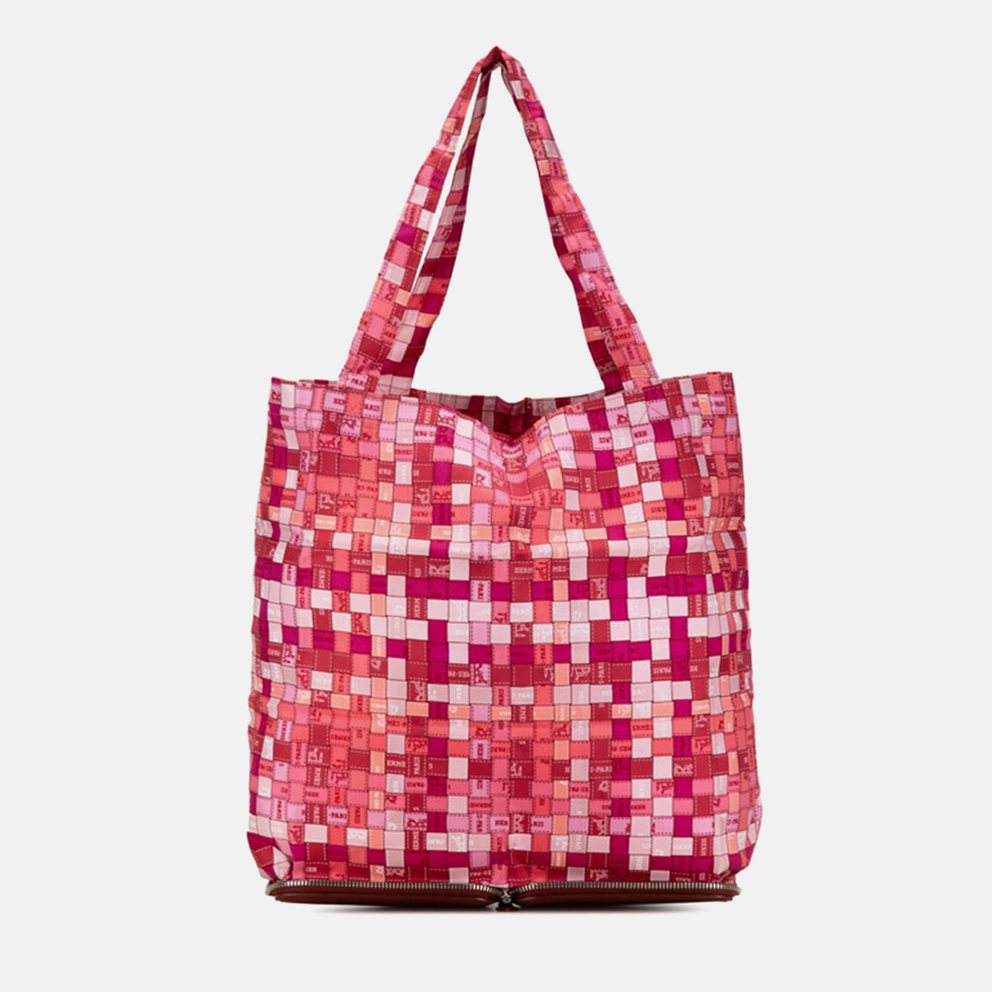 

Hermes Red Natural Material Silky Pop Tote Bag, Pink