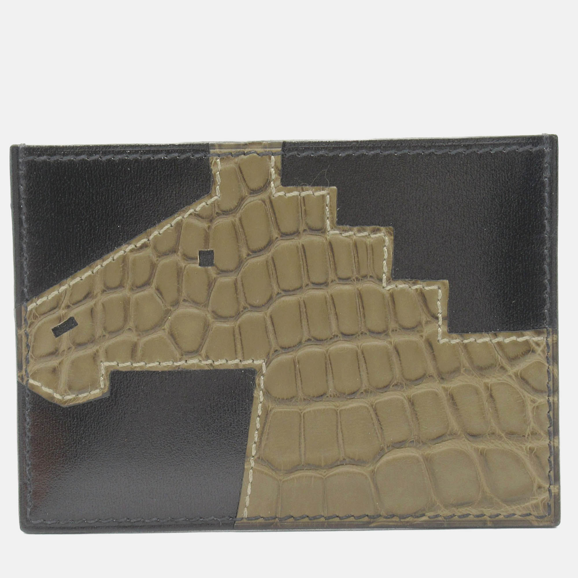 

Hermes Leather Alligator Black Cheval Pict Card Case