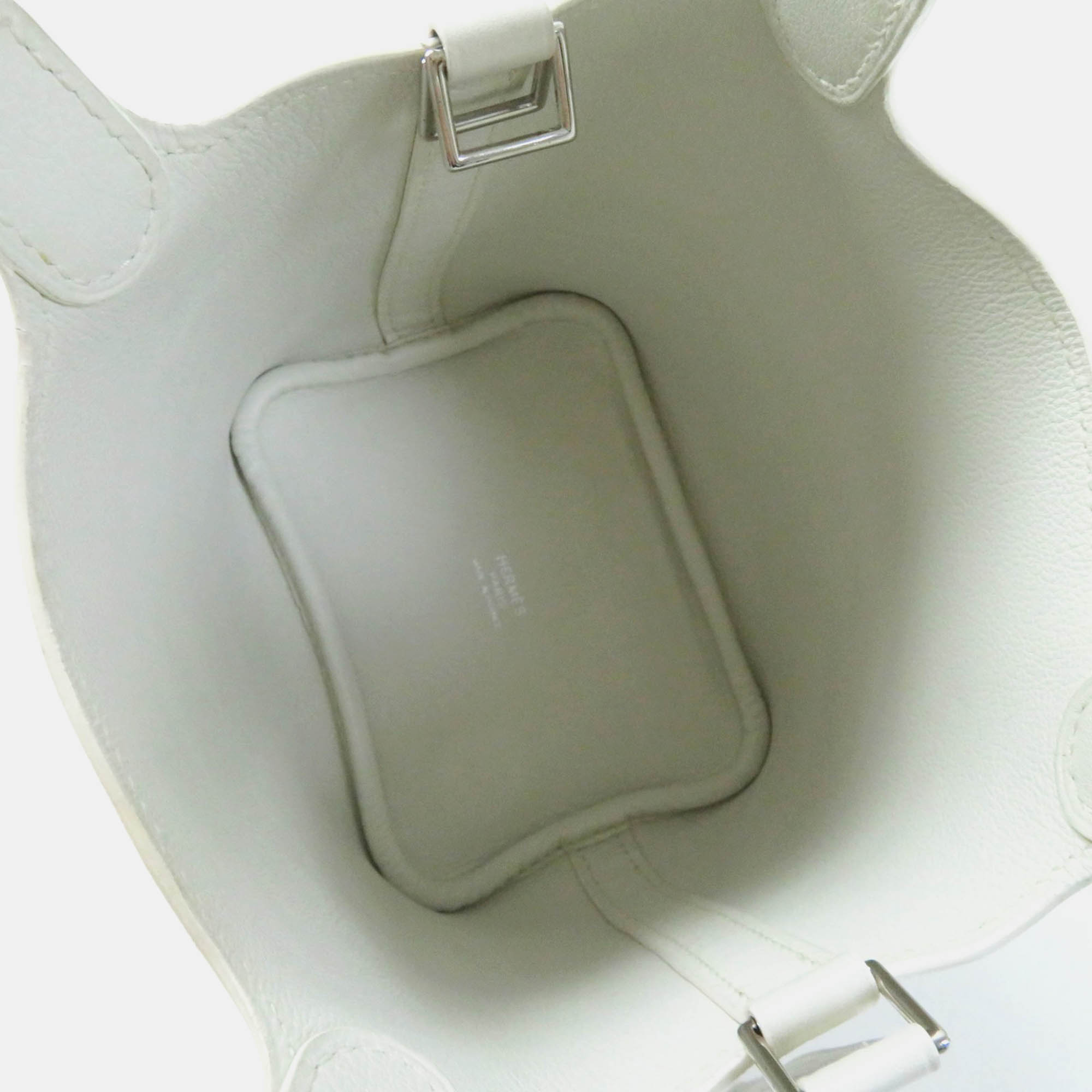 Hermes White Picotan Lock Micro Evercolor Handbag 