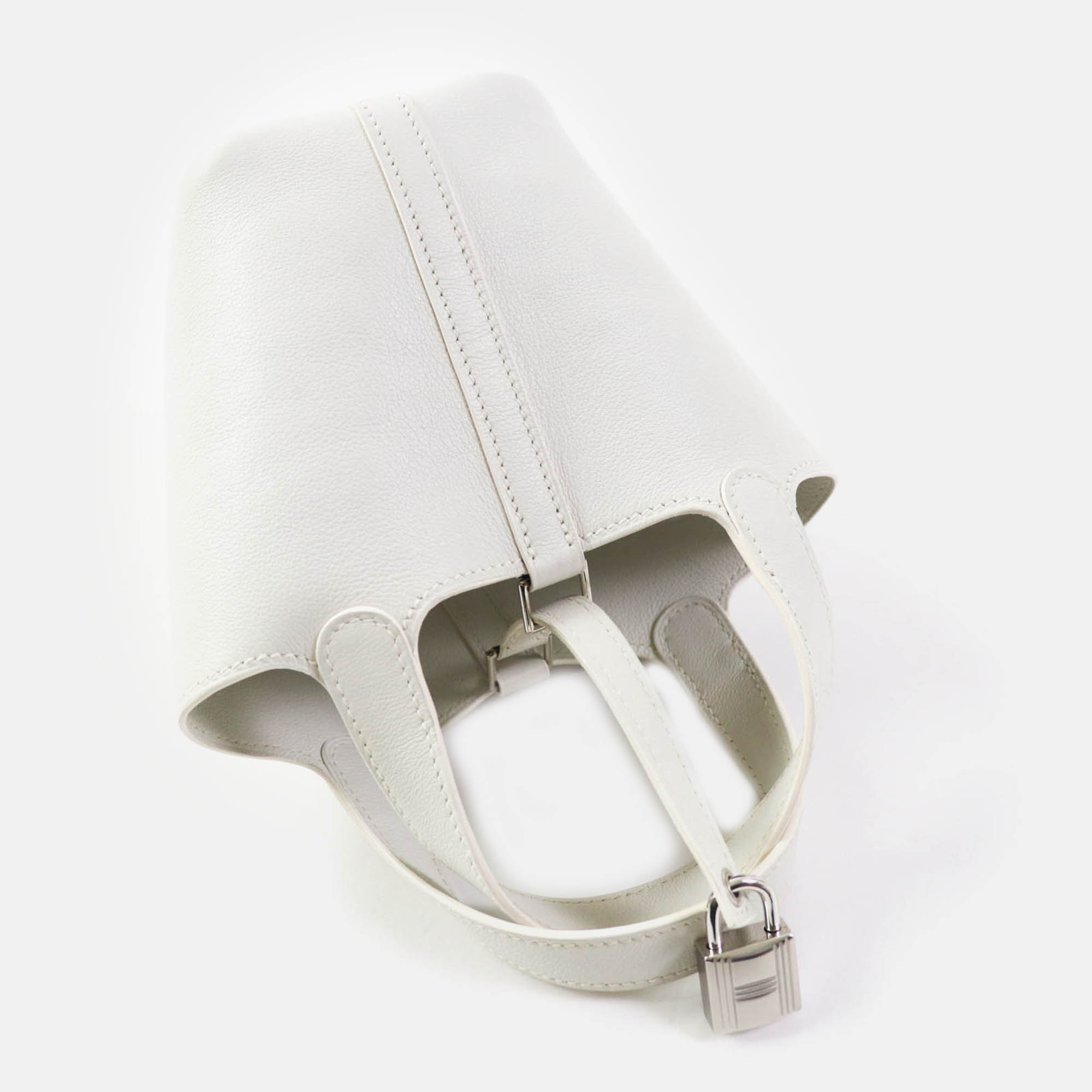 Hermes White Picotan Lock Micro Evercolor Handbag 