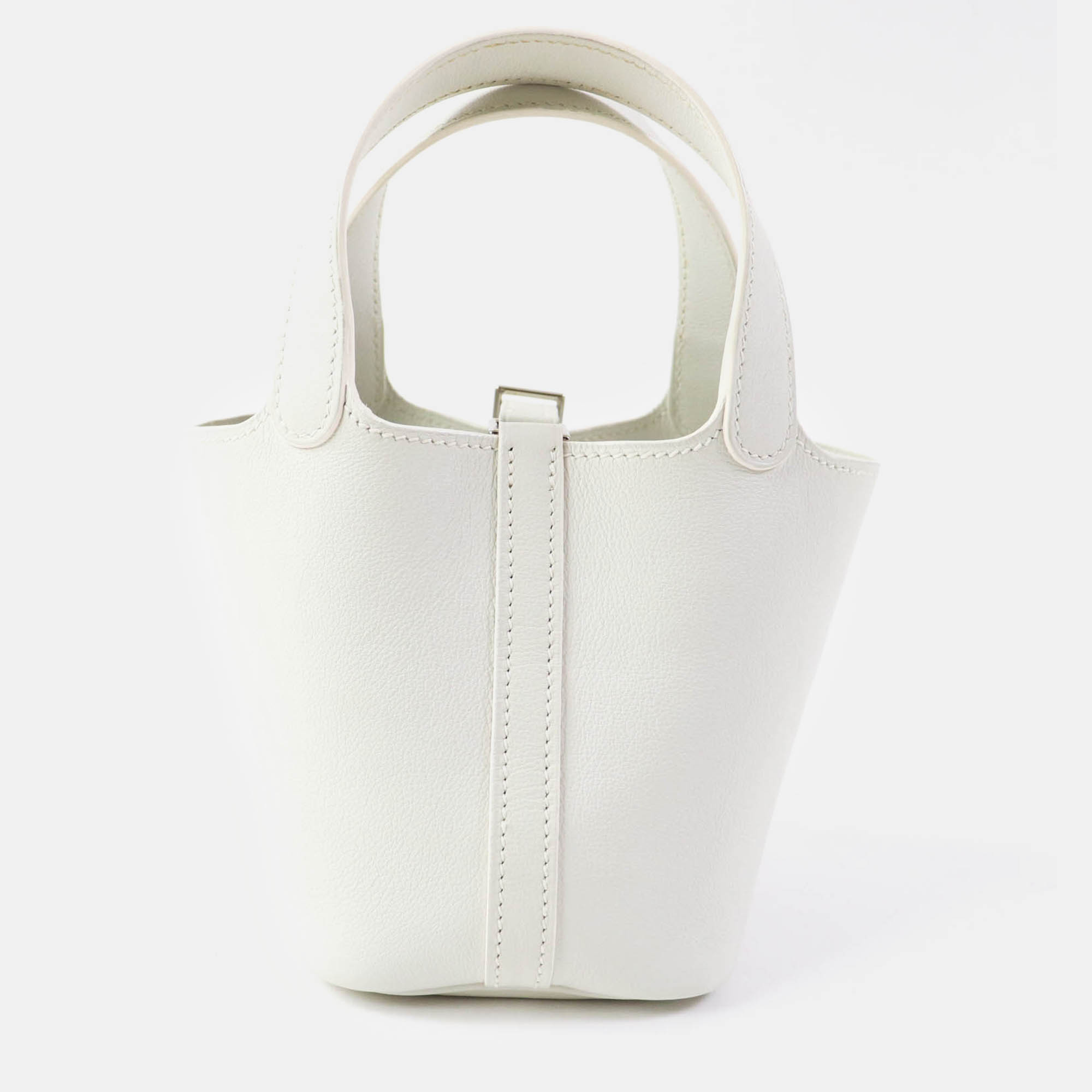 Hermes White Picotan Lock Micro Evercolor Handbag 