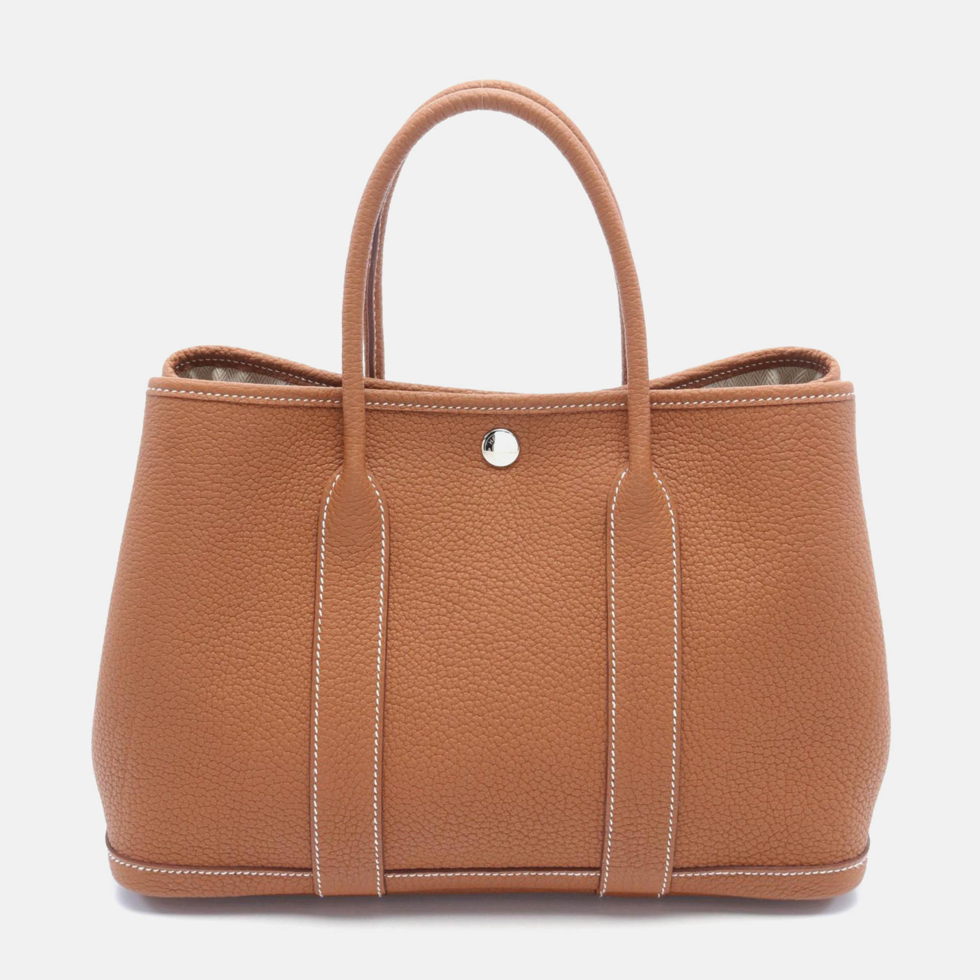 

Hermes Brown Leather Garden Party Tpm Tote Bag