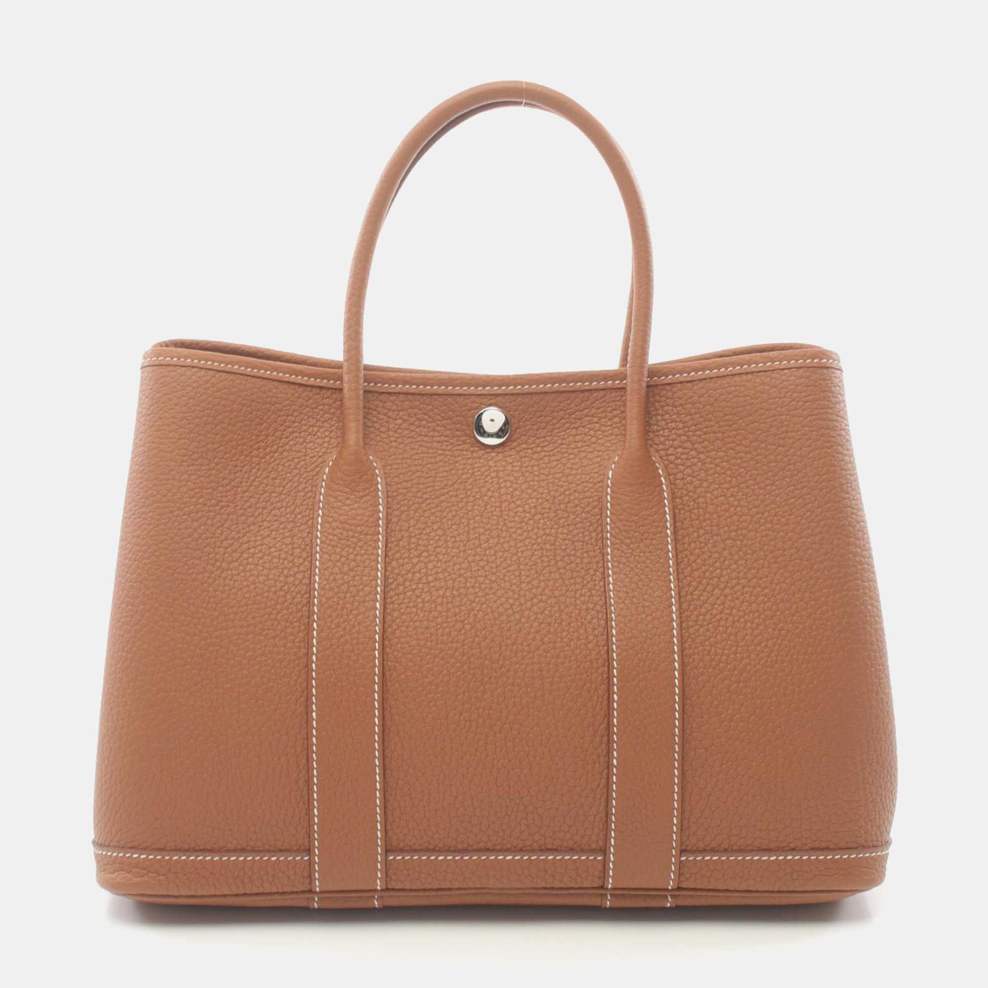 

Hermes Brown Leather Garden Party Tpm Tote Bag