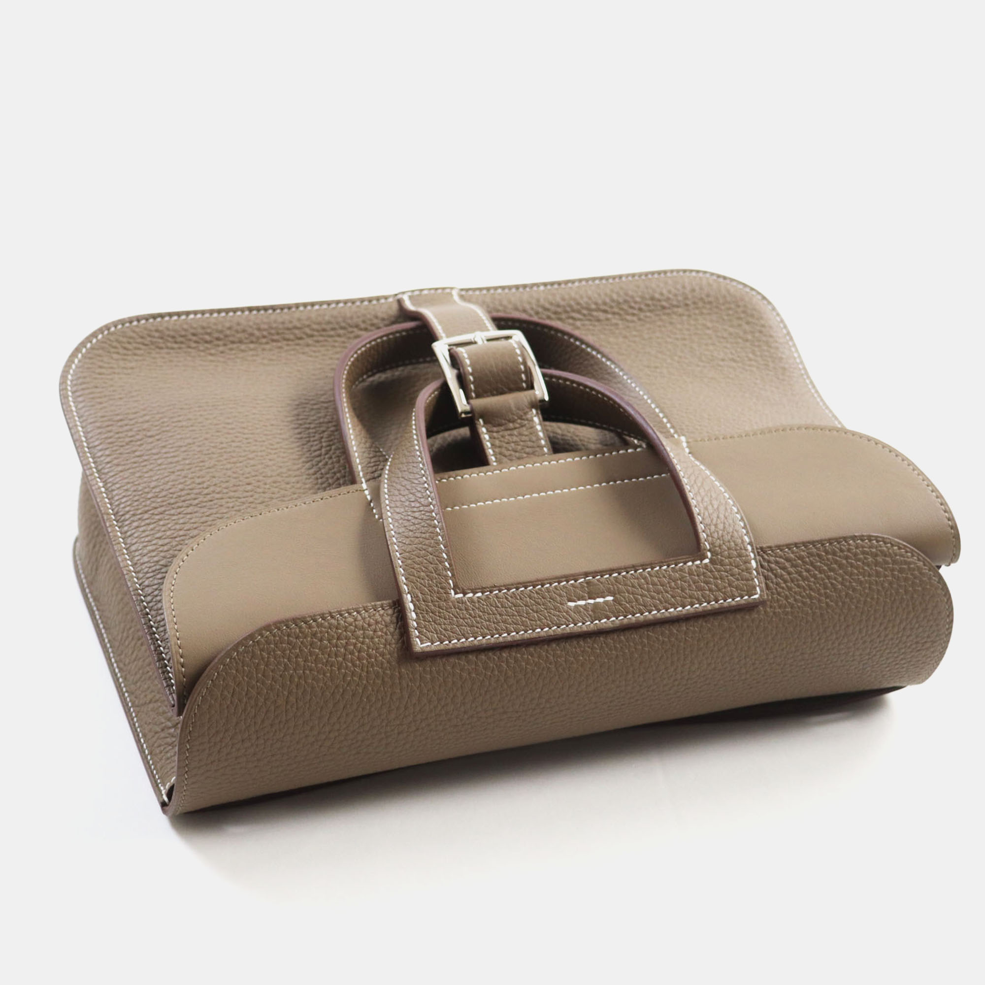 Hermes Silver Grey Leather Arzan 31 Shoulder Bag 