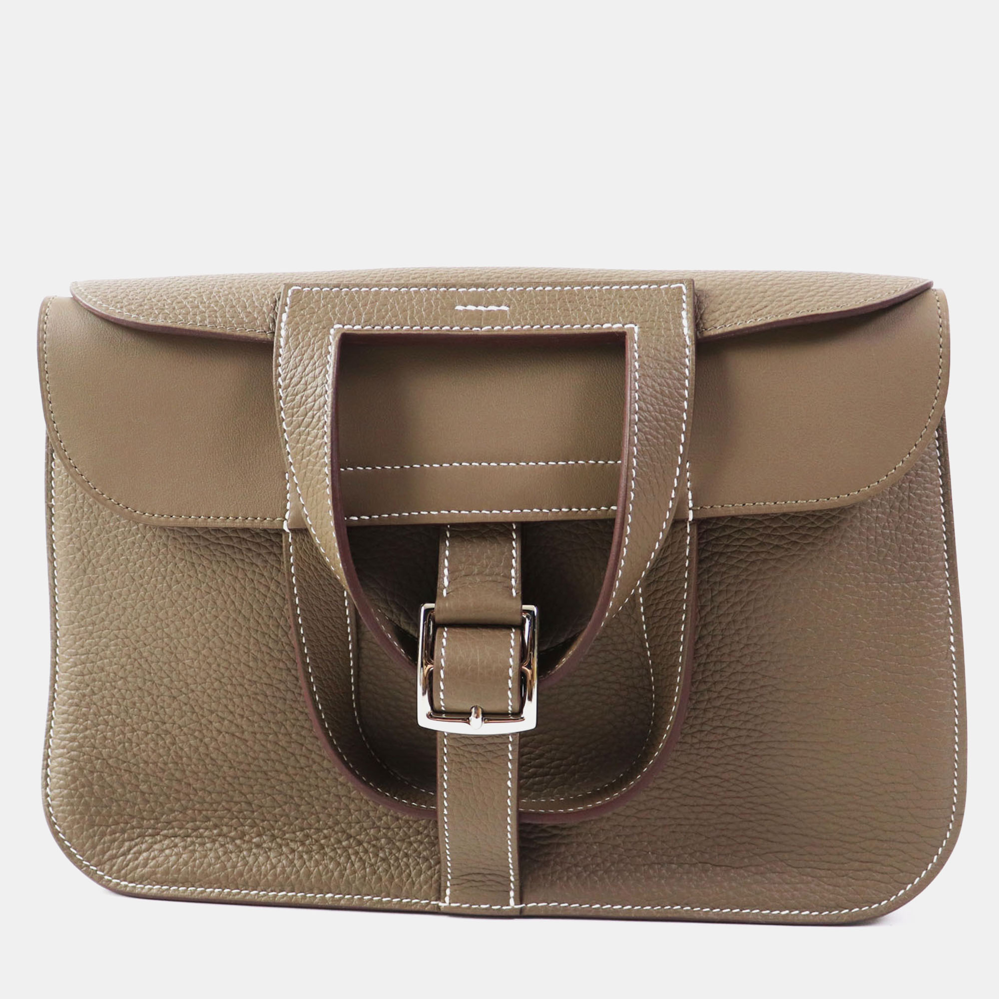 Hermes Silver Grey Leather Arzan 31 Shoulder Bag 