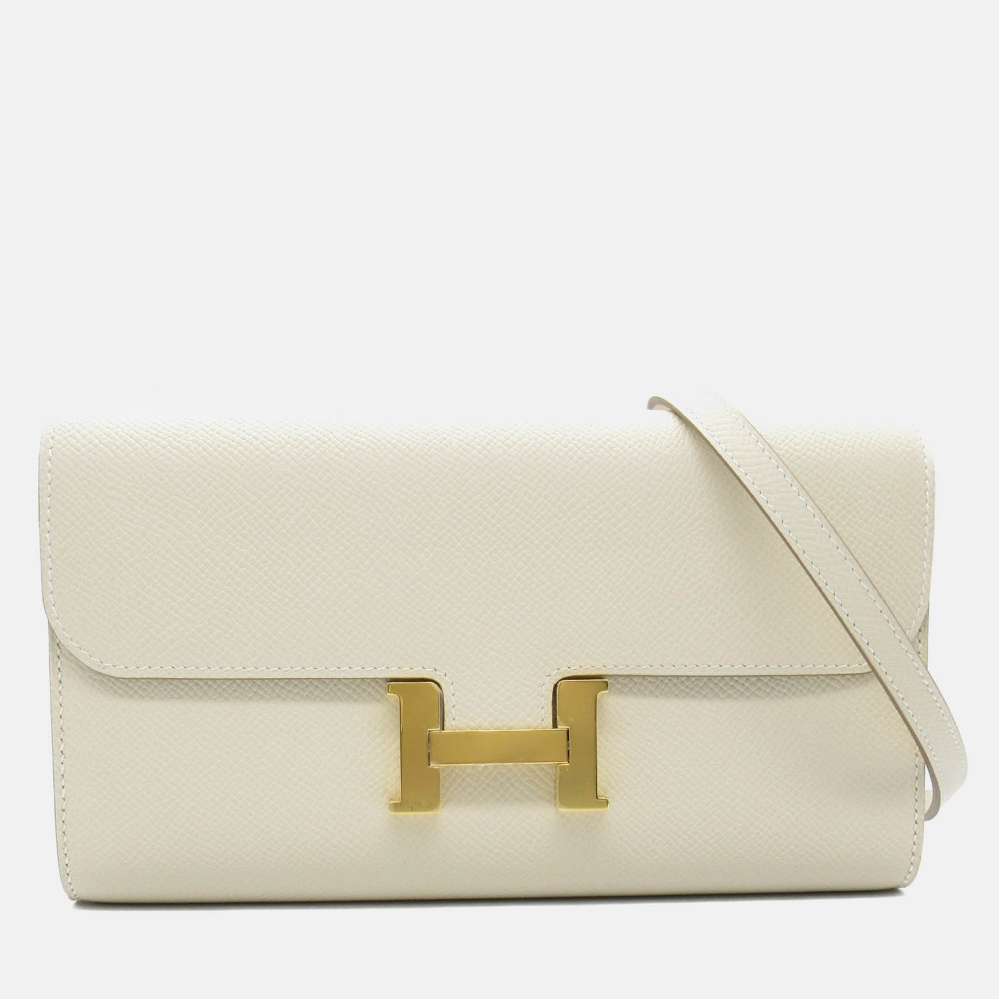 

Hermes White Leather Shoulder Bag