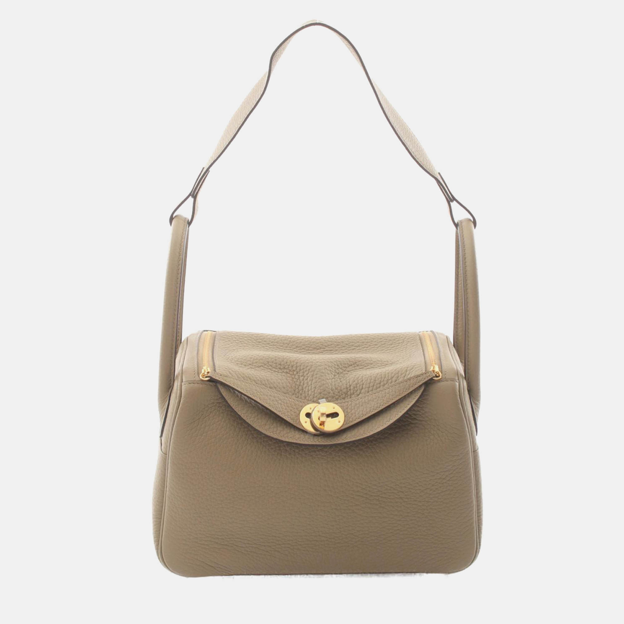 

Hermes Beige Leather Lindy 26 Shoulder Bag