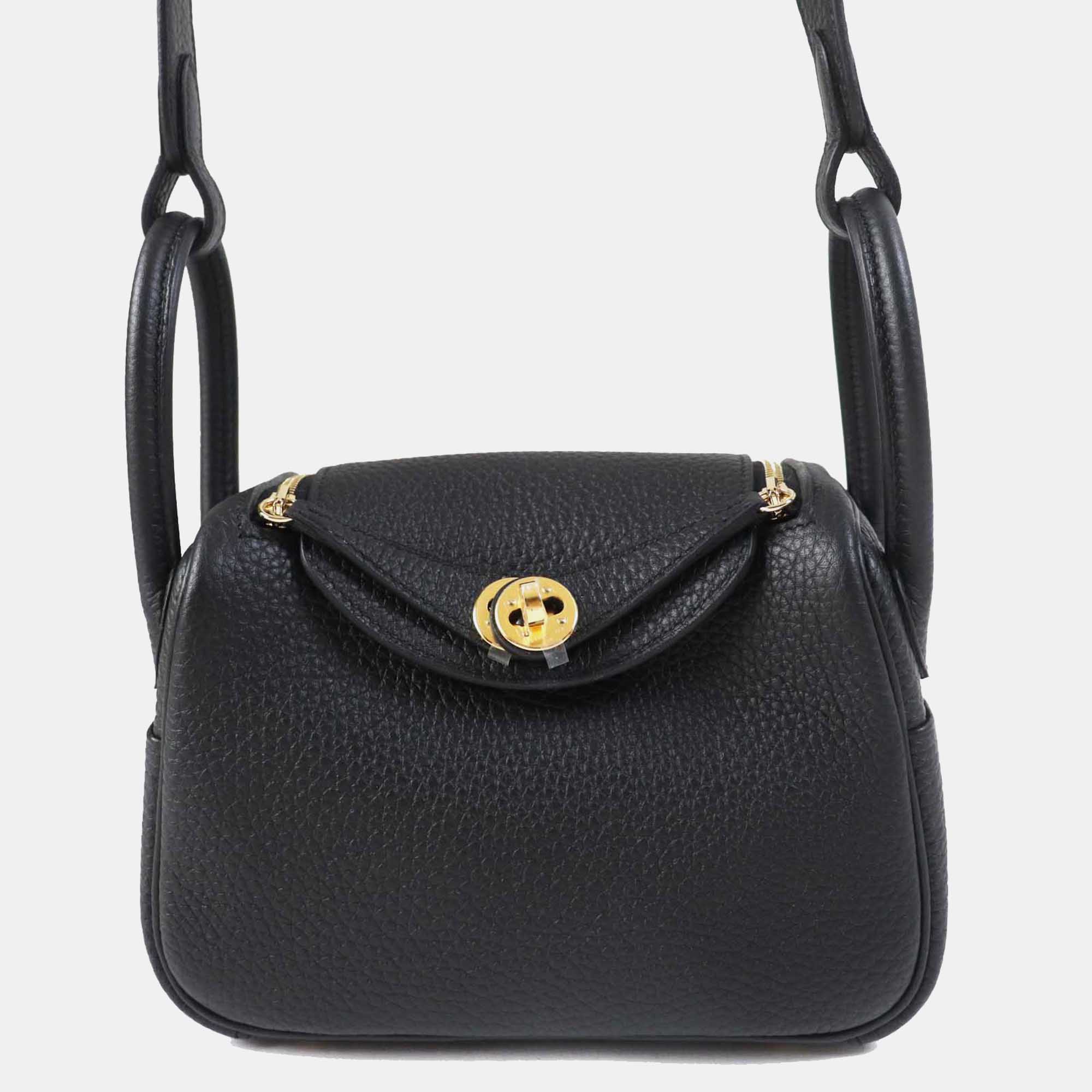 

Hermes Black Leather Lindy Mini Shoulder Bag