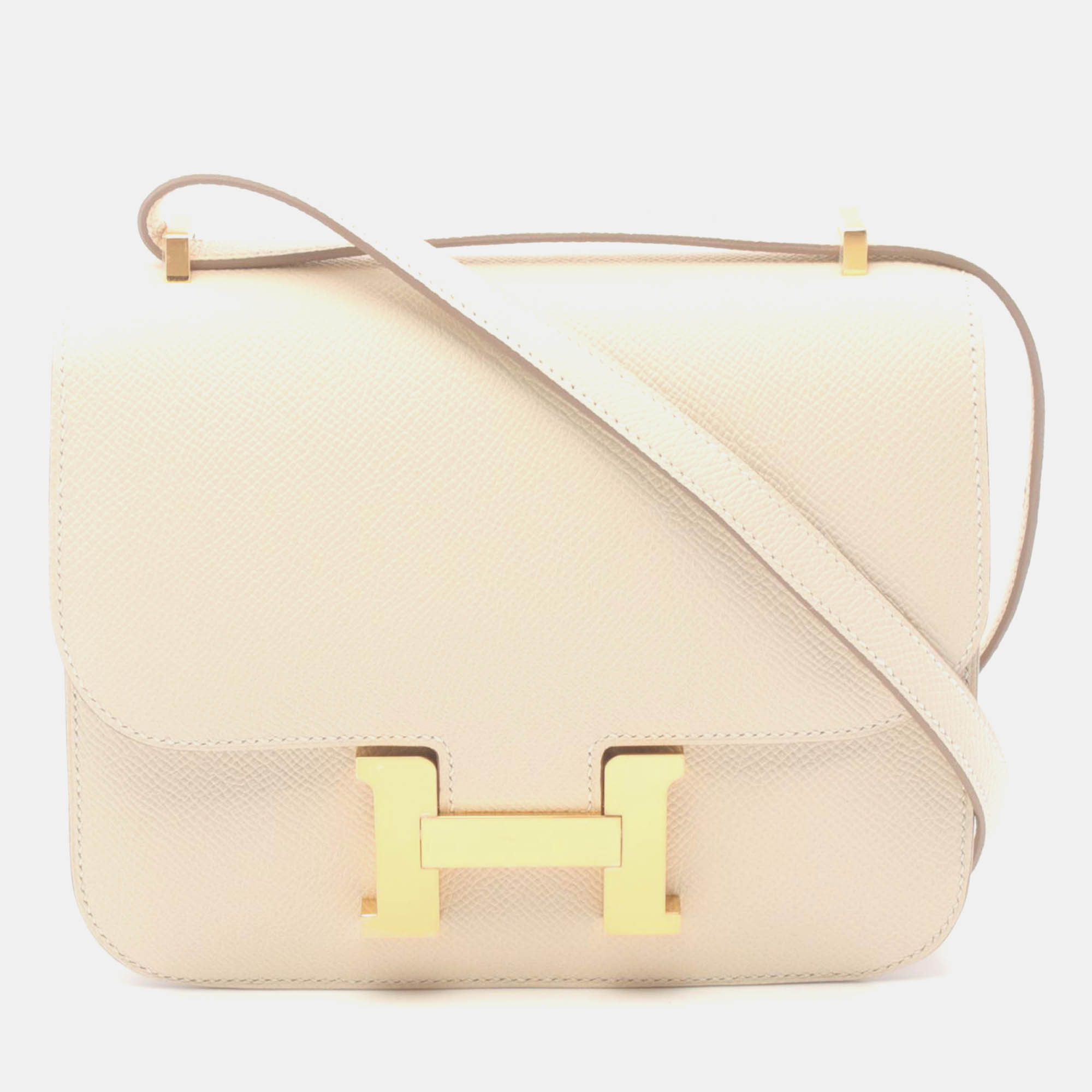 

Hermes White Leather Constance Mini Shoulder Bag