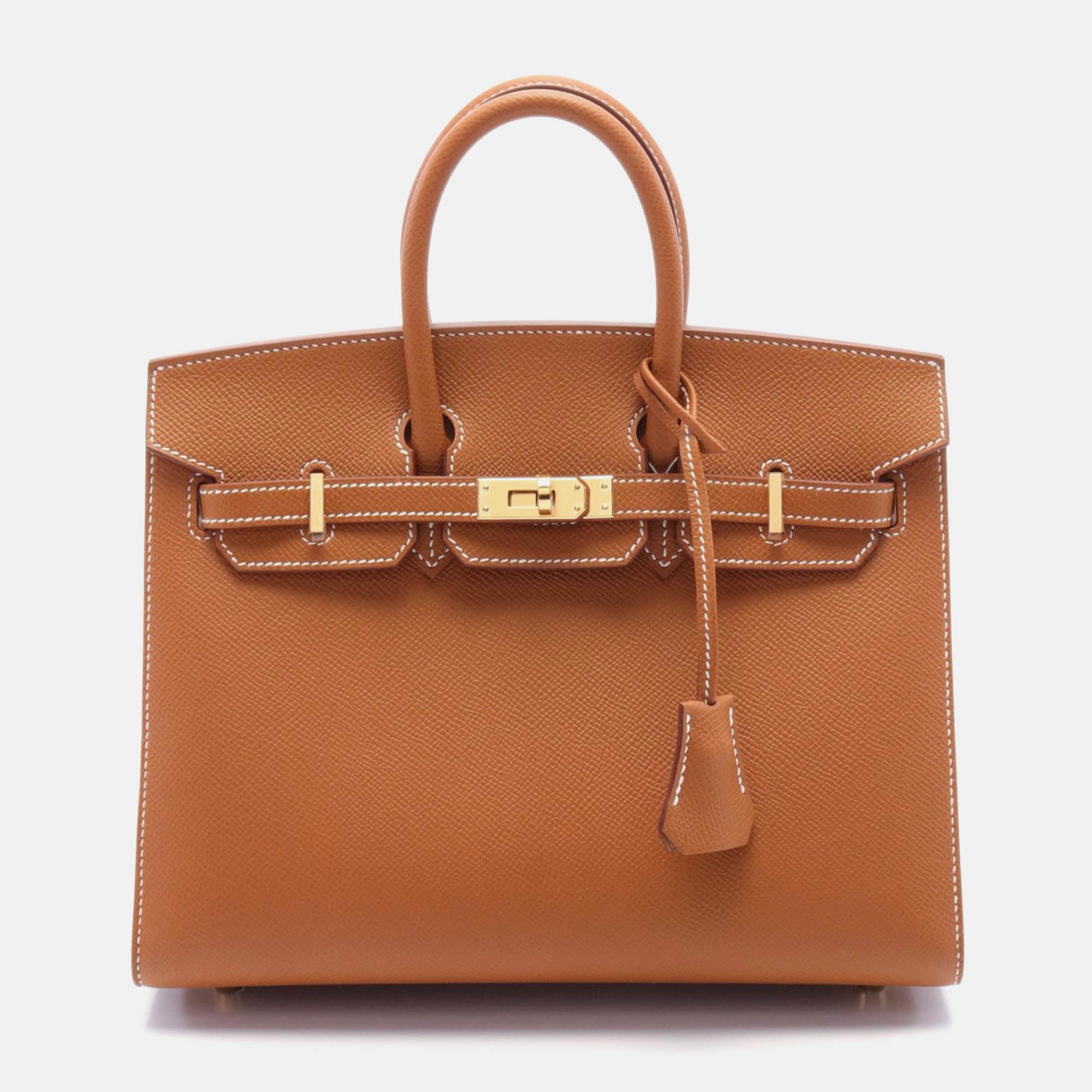 

Hermes Brown Leather Birkin Sellier 25 Handbag