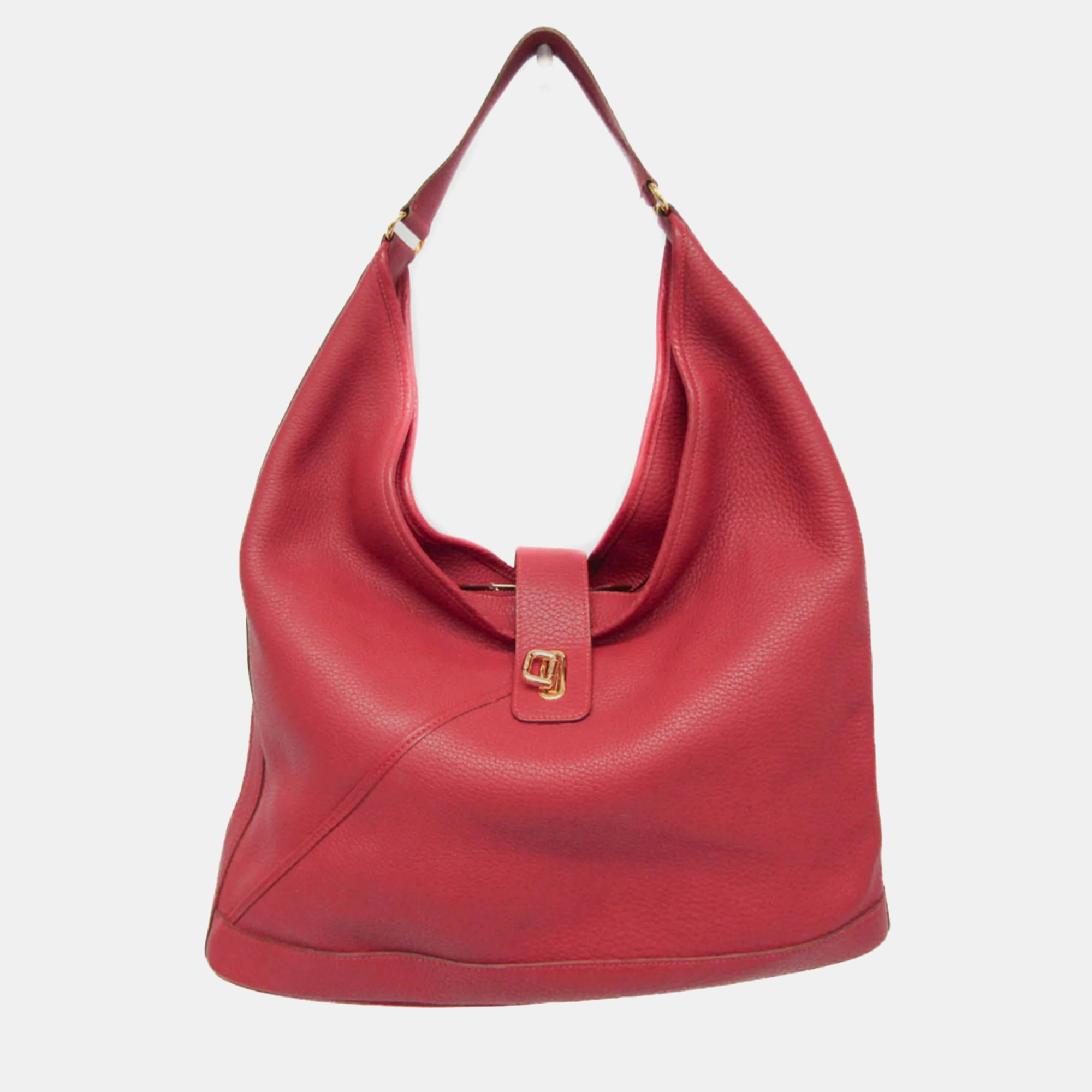 

Hermes Red Turn Lock Togo Leather Shoulder Bag