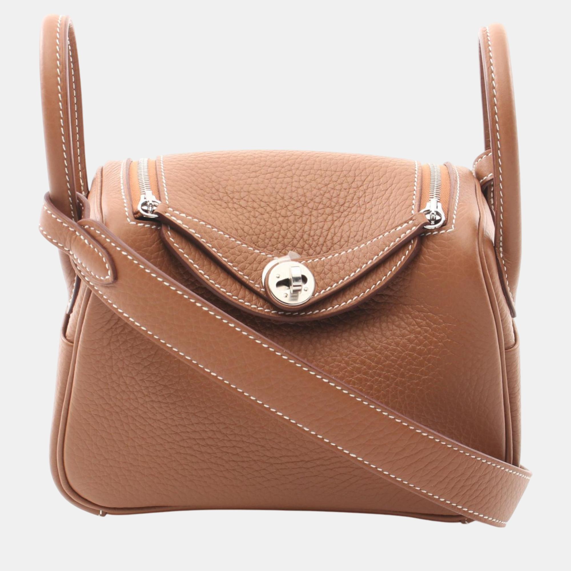 

Hermes Brown Leather Lindy Mini Shoulder Bag