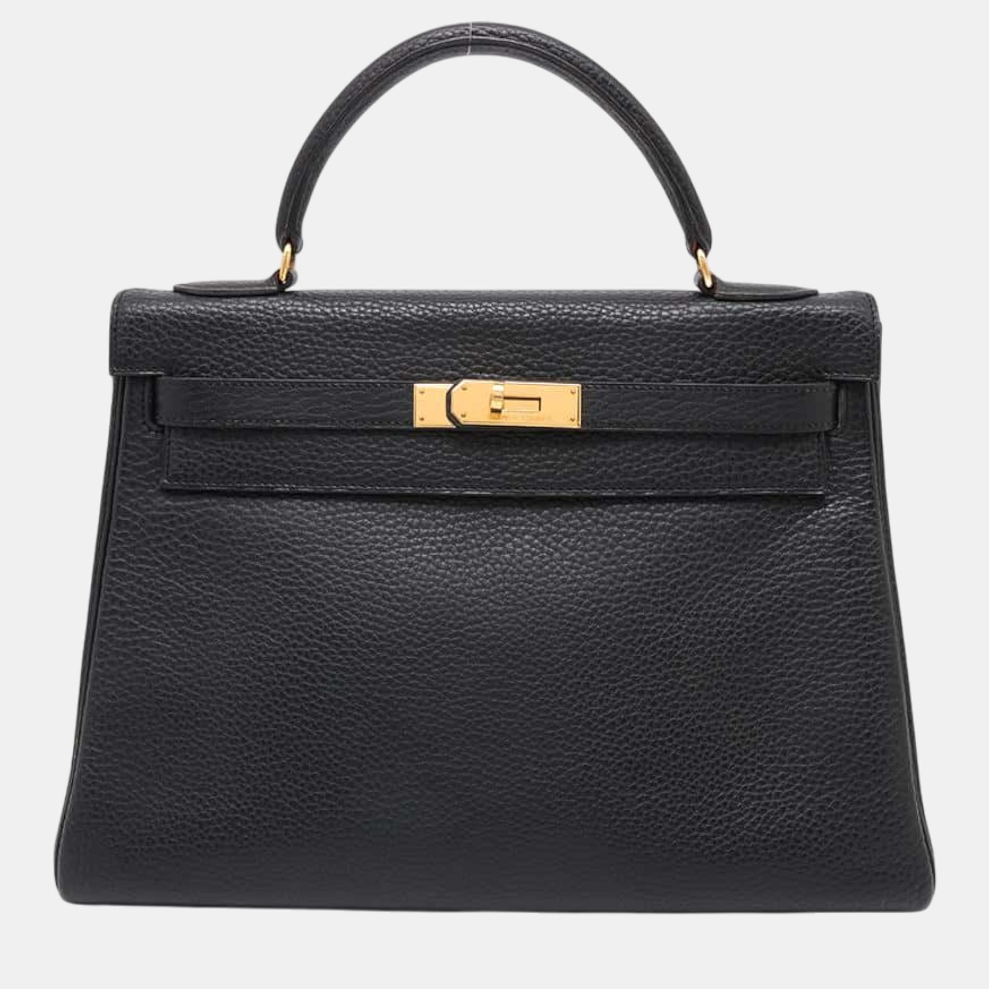 

Hermes Black Ardennes Leather Kelly Retourne bag Size