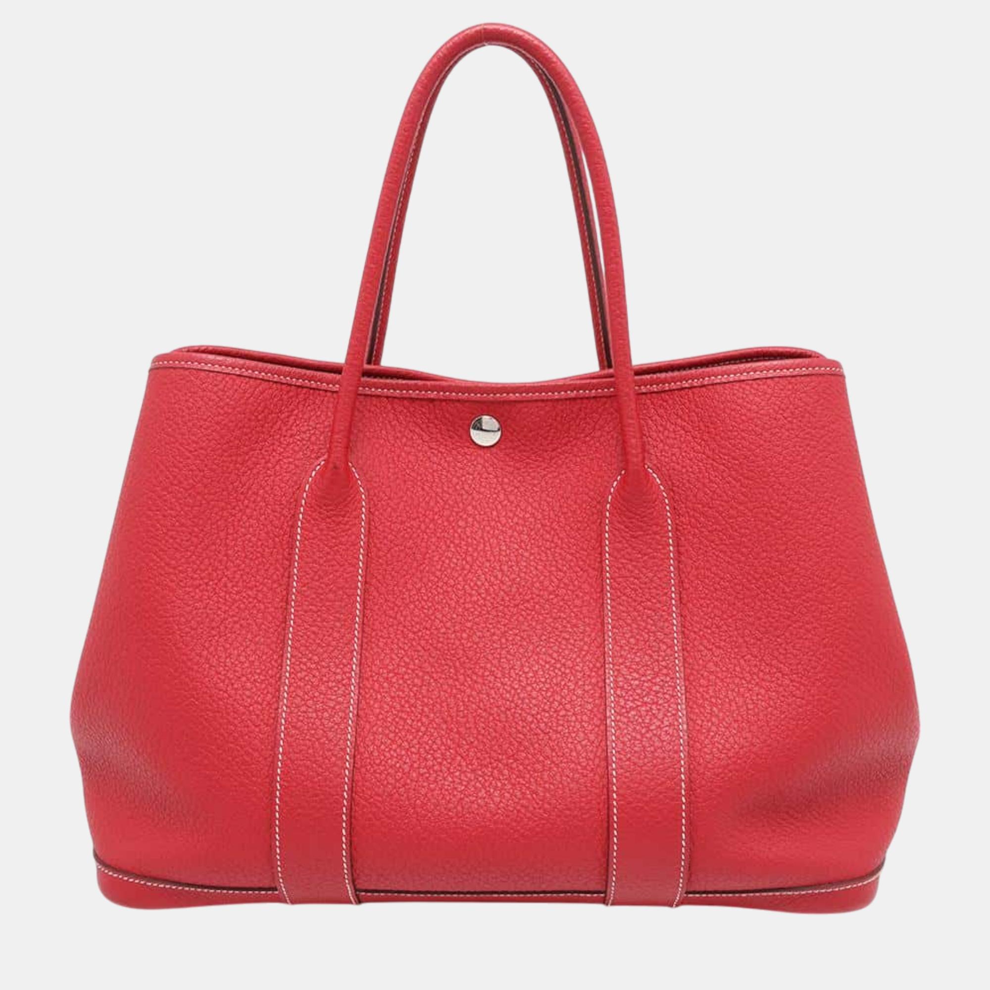 

Hermes Rouge Casaque Negonda Leather Garden Party bag Size Pm, Red