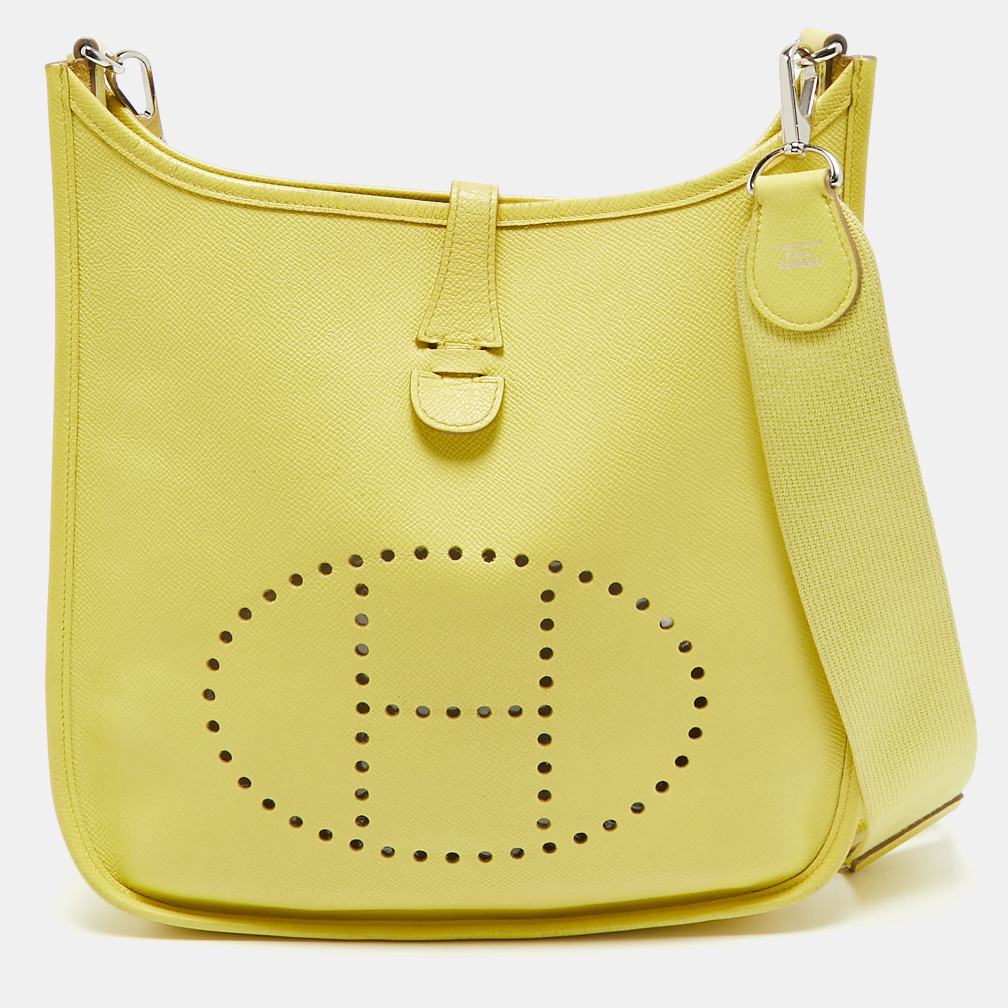 

Hermes Lime Epsom Leather Evelyne III PM Bag, Yellow