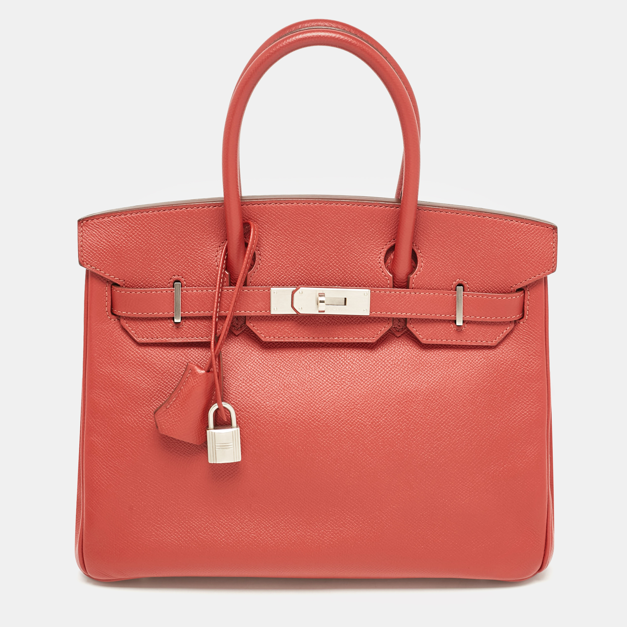 

Hermes Rubis Epsom Leather Brushed Palladium Finish Birkin 30 Bag, Red