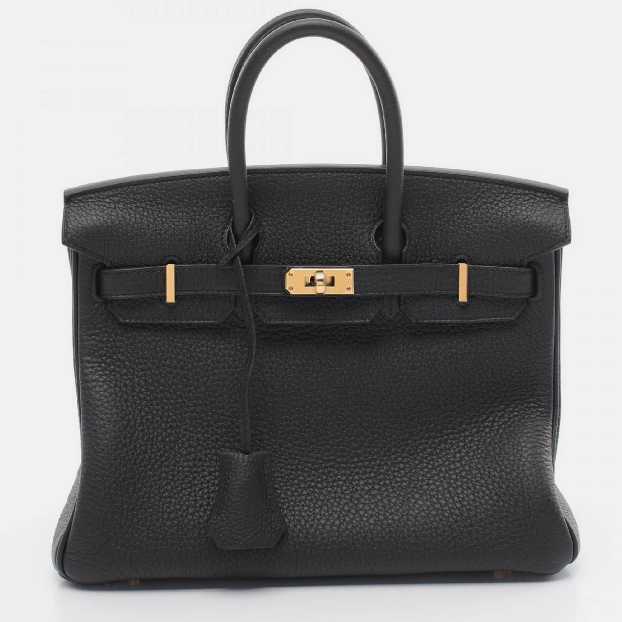 

Hermes Black Leather Birkin 25 Togo Handbag