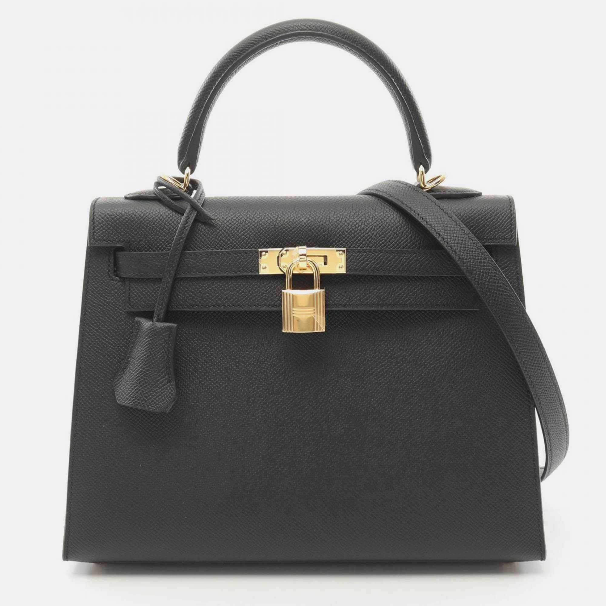 

Hermes Black Leather Kelly 25 Handbag