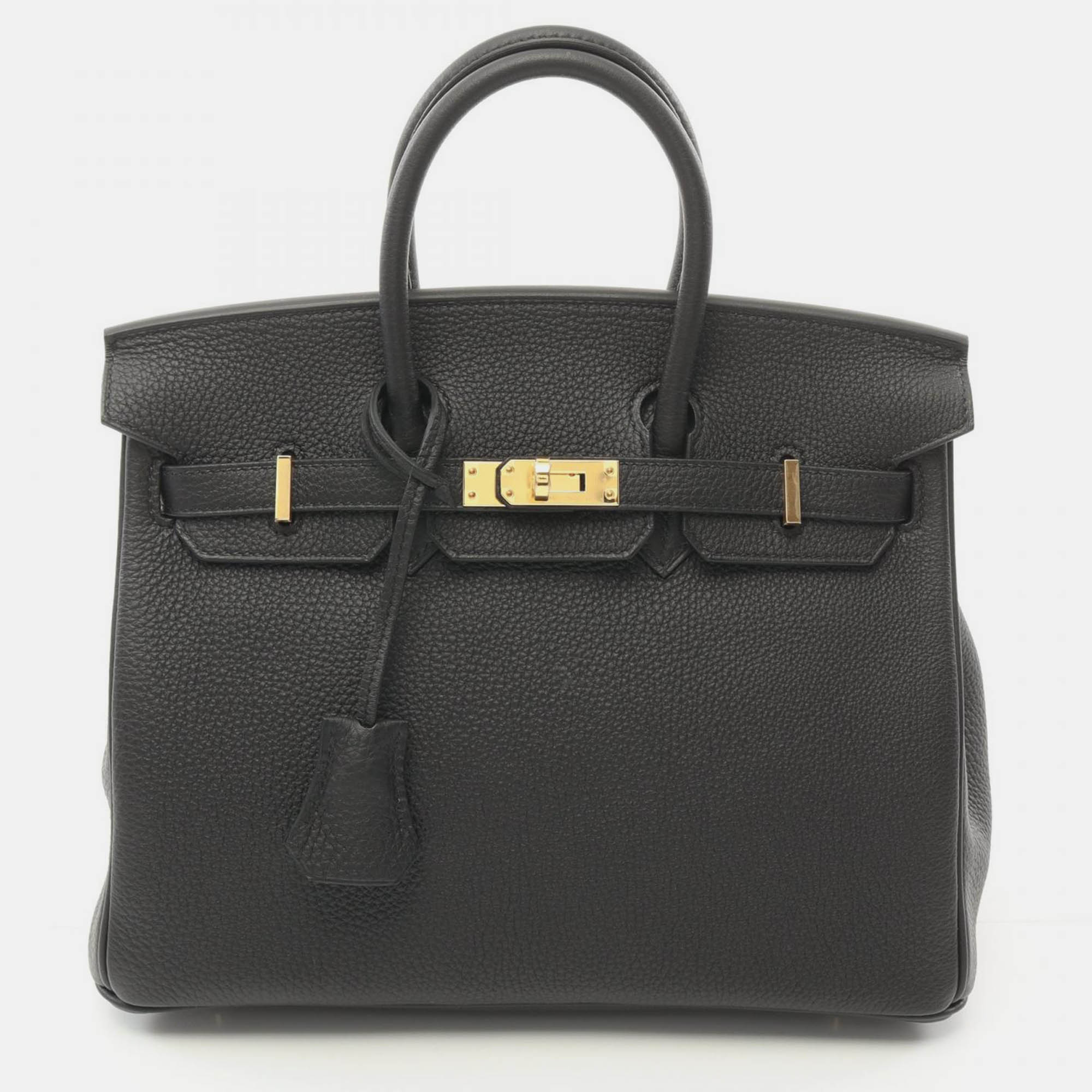 

Hermes Black Leather Birkin 25 Togo Handbag