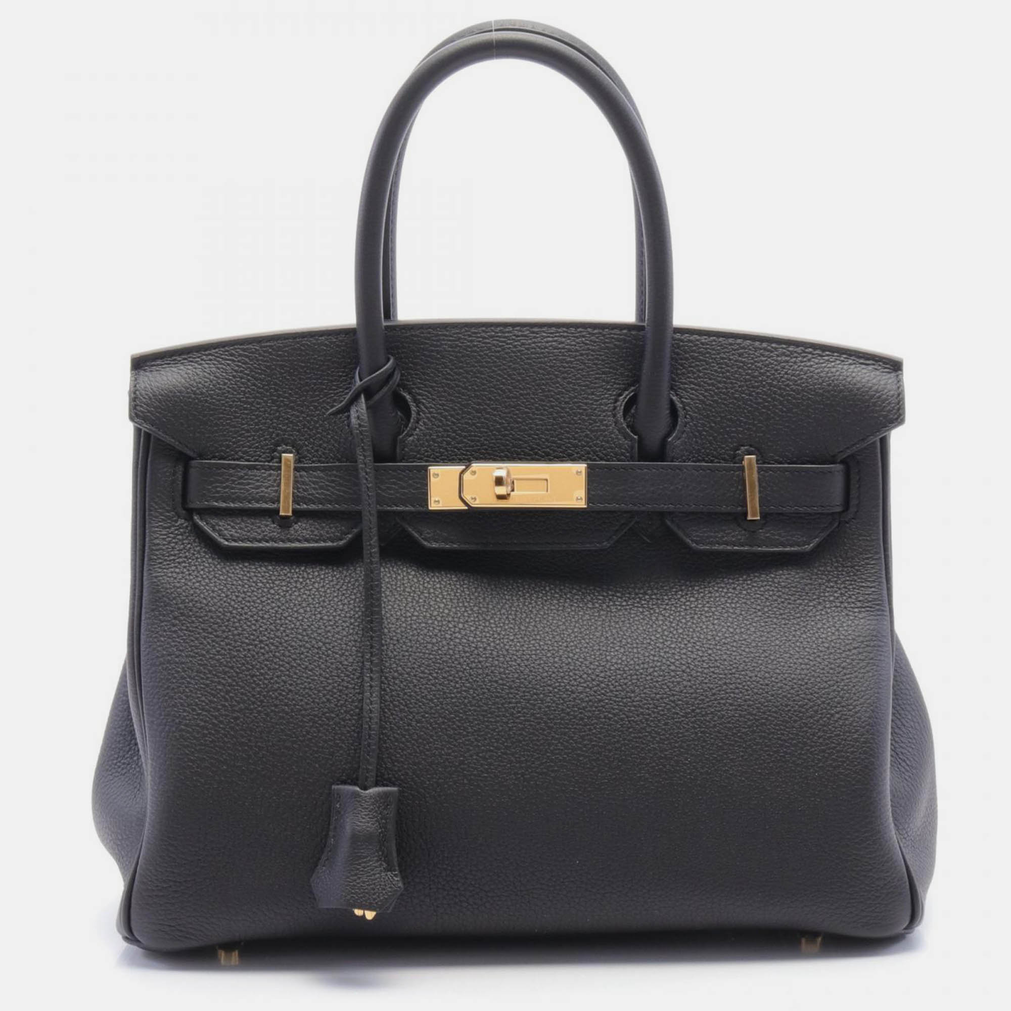 

Hermes Black Leather Birkin 30 Togo Handbag