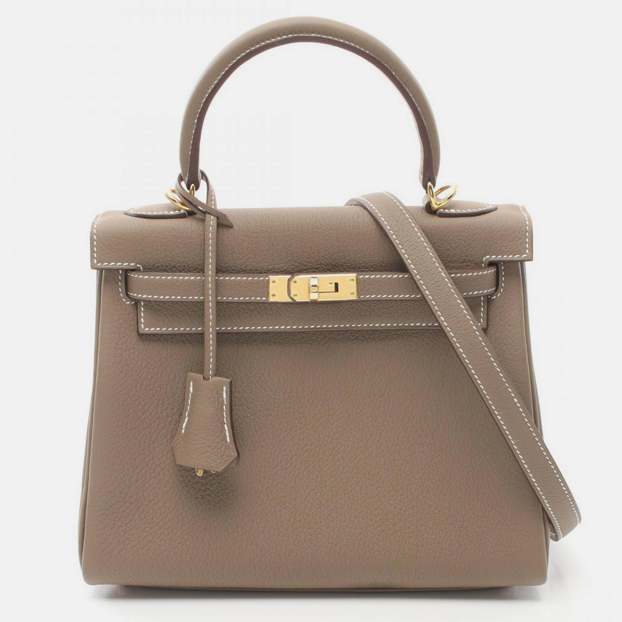 

Hermes Brown Leather Kelly 25 Togo Handbag