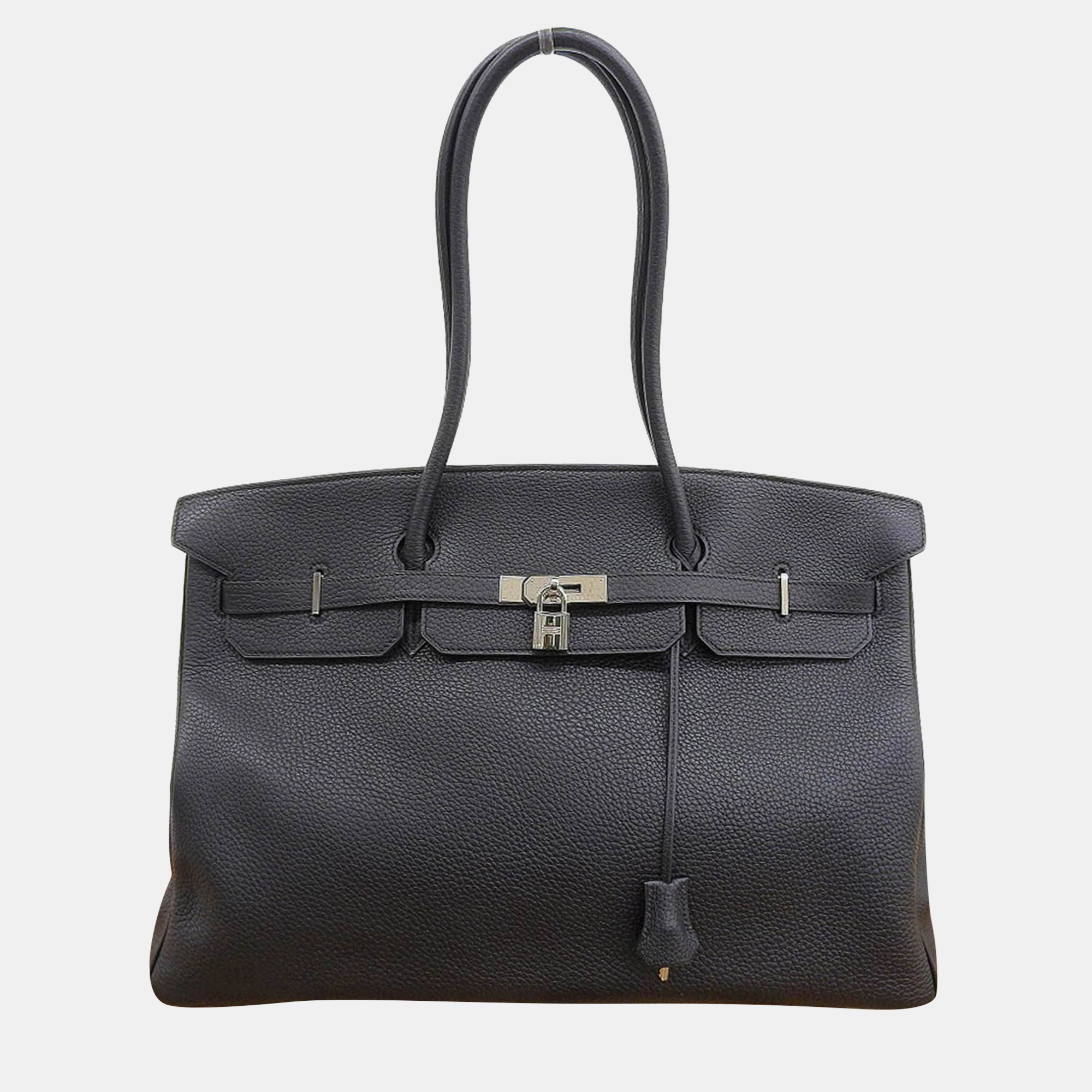 

Hermes Black Leather Birkin 45 Long Handbag