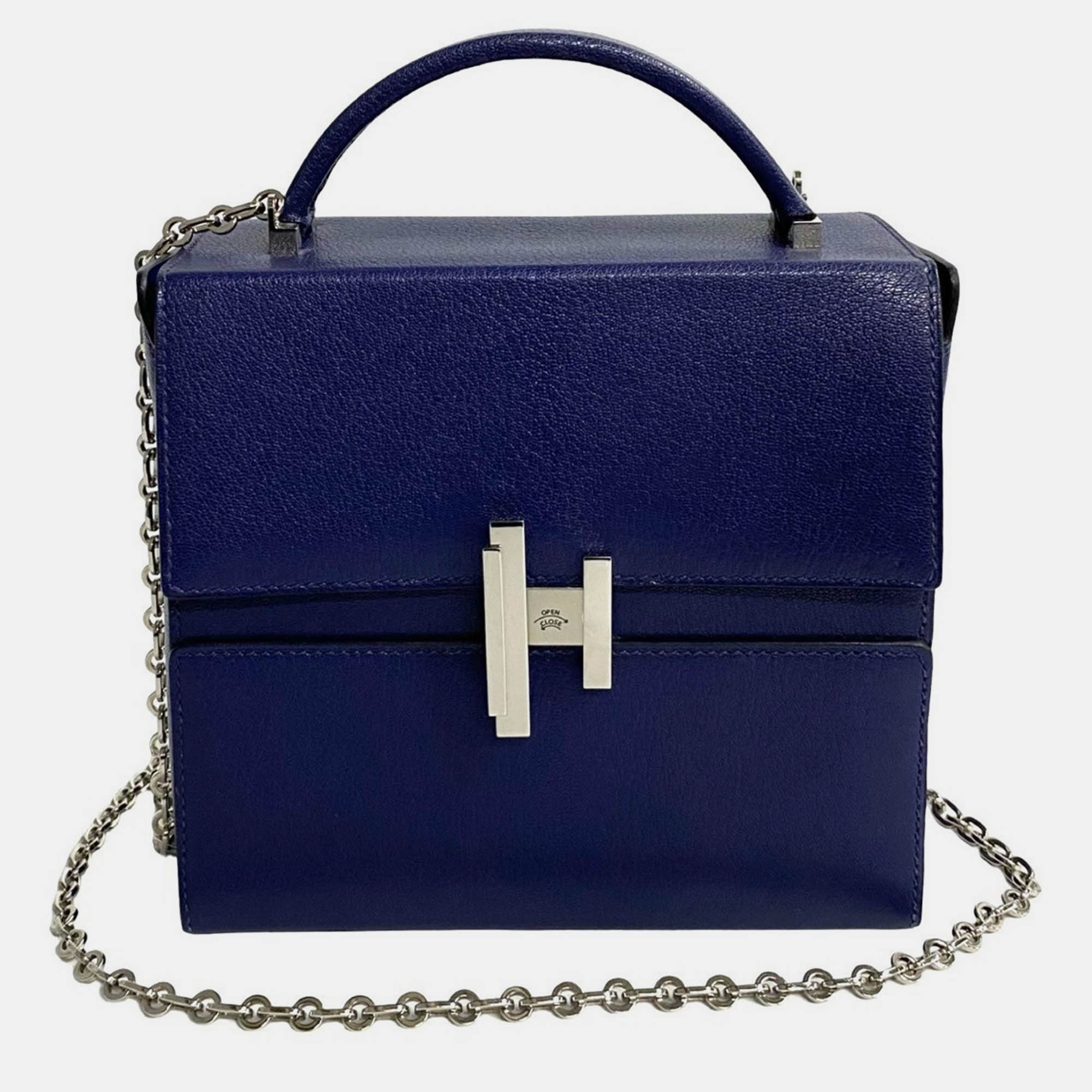 

Hermes Navy Blue Leather Chevre Cinetic Handbag