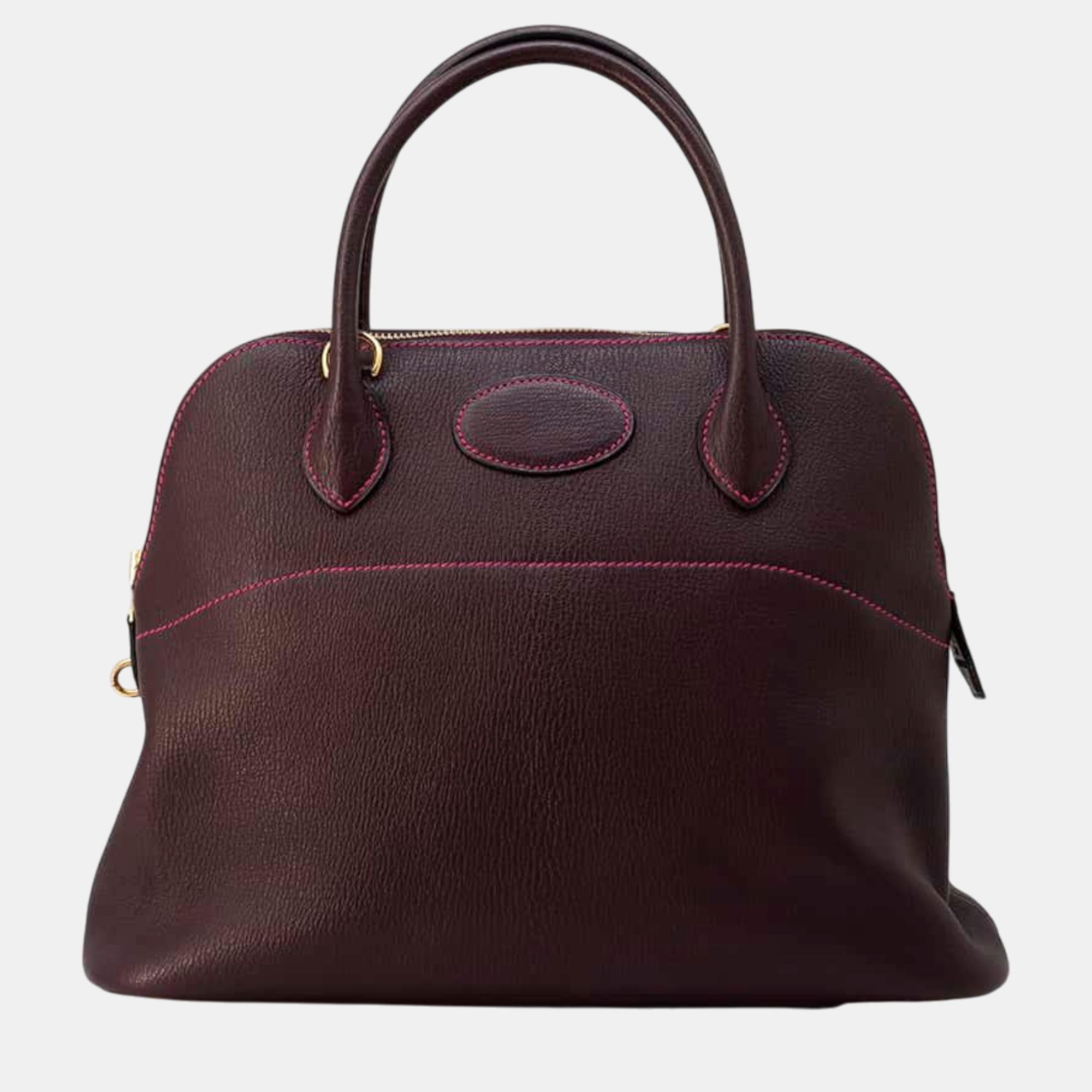 

Hermes Raisin Chevre Myzore Goatskin Bolide 31 Bag, Purple