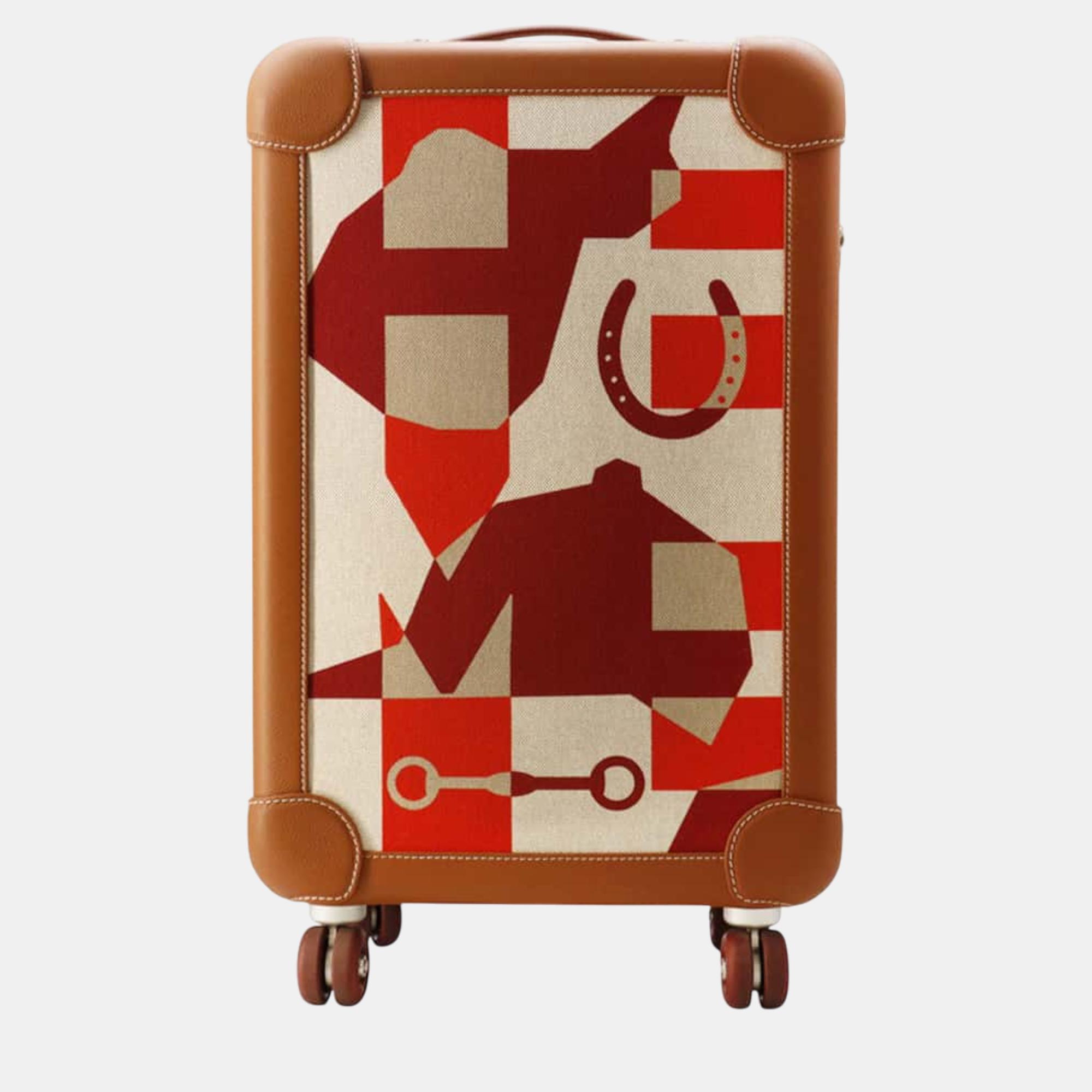 

Hermes Gold/Multicolor Leather Rolling Mobility Suitcase