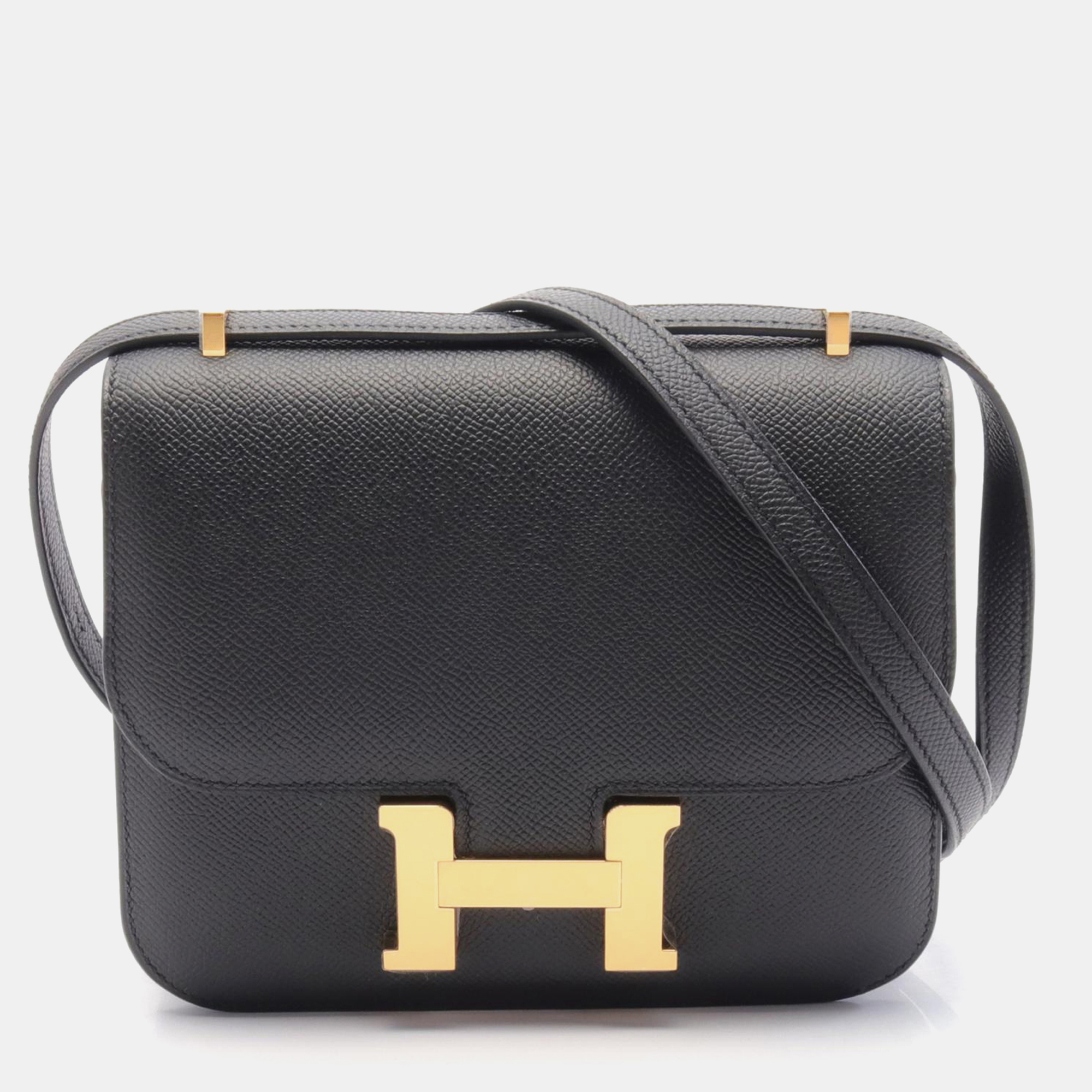 

Hermes Black Leather Mini Constance Shoulder Bag