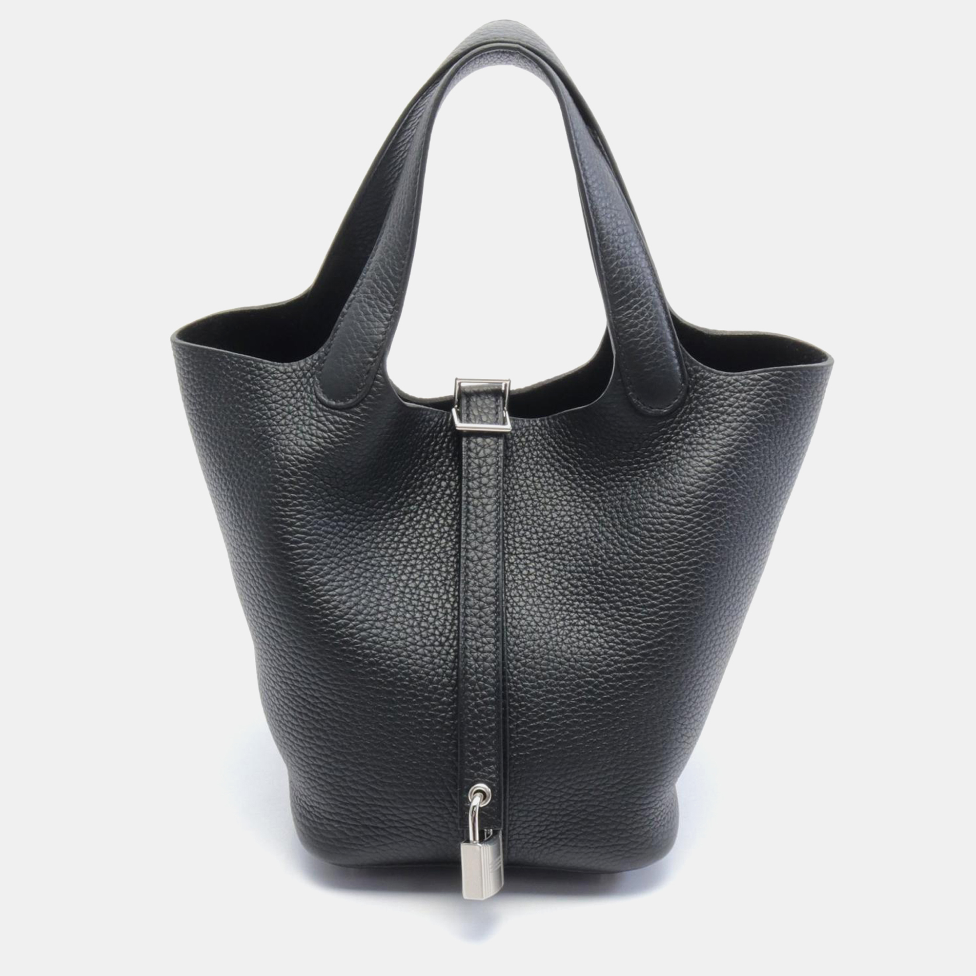 

Hermes Black Leather Picotin Lock PM Tote Bag