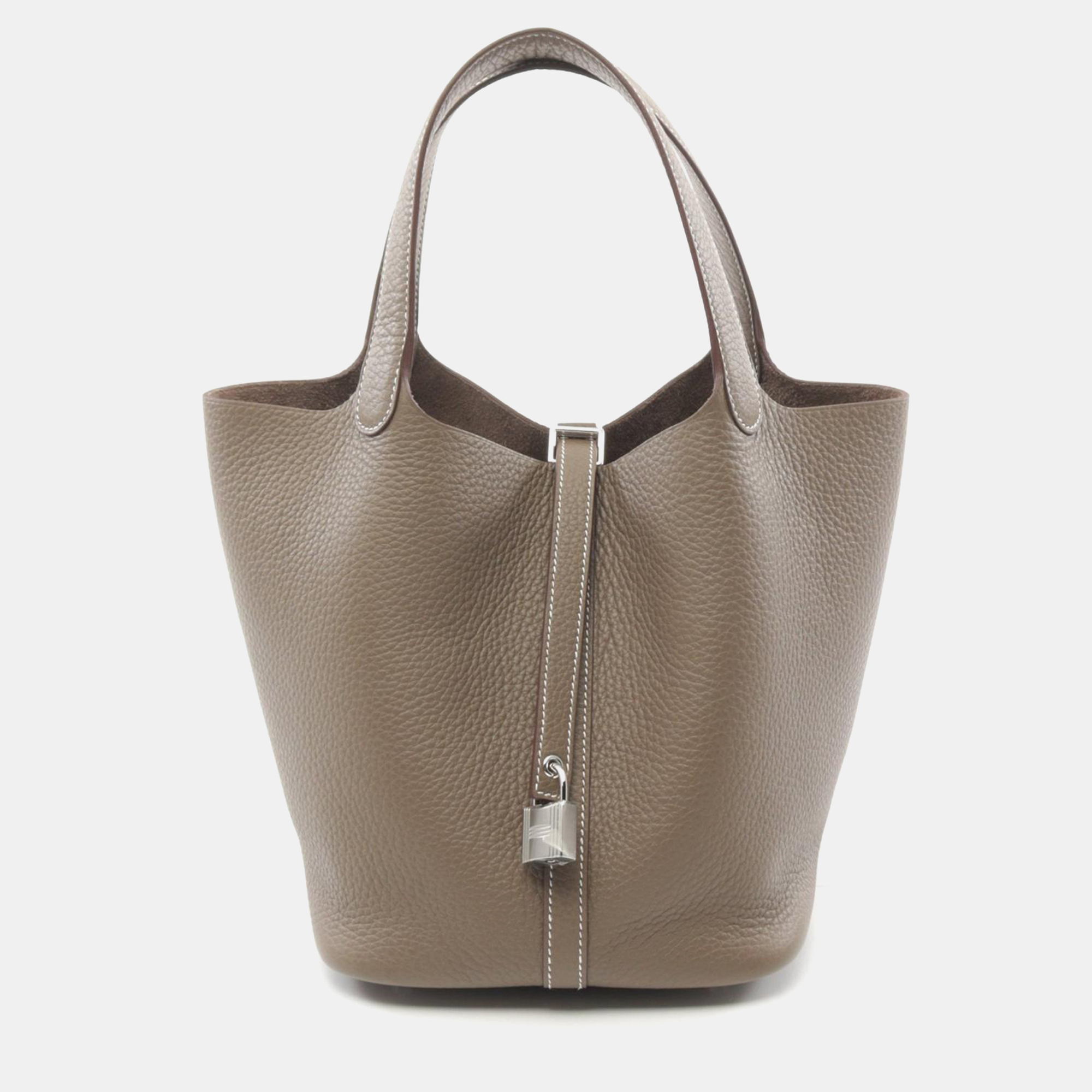 

Hermes Brown Leather Picotin Lock MM Tote Bag