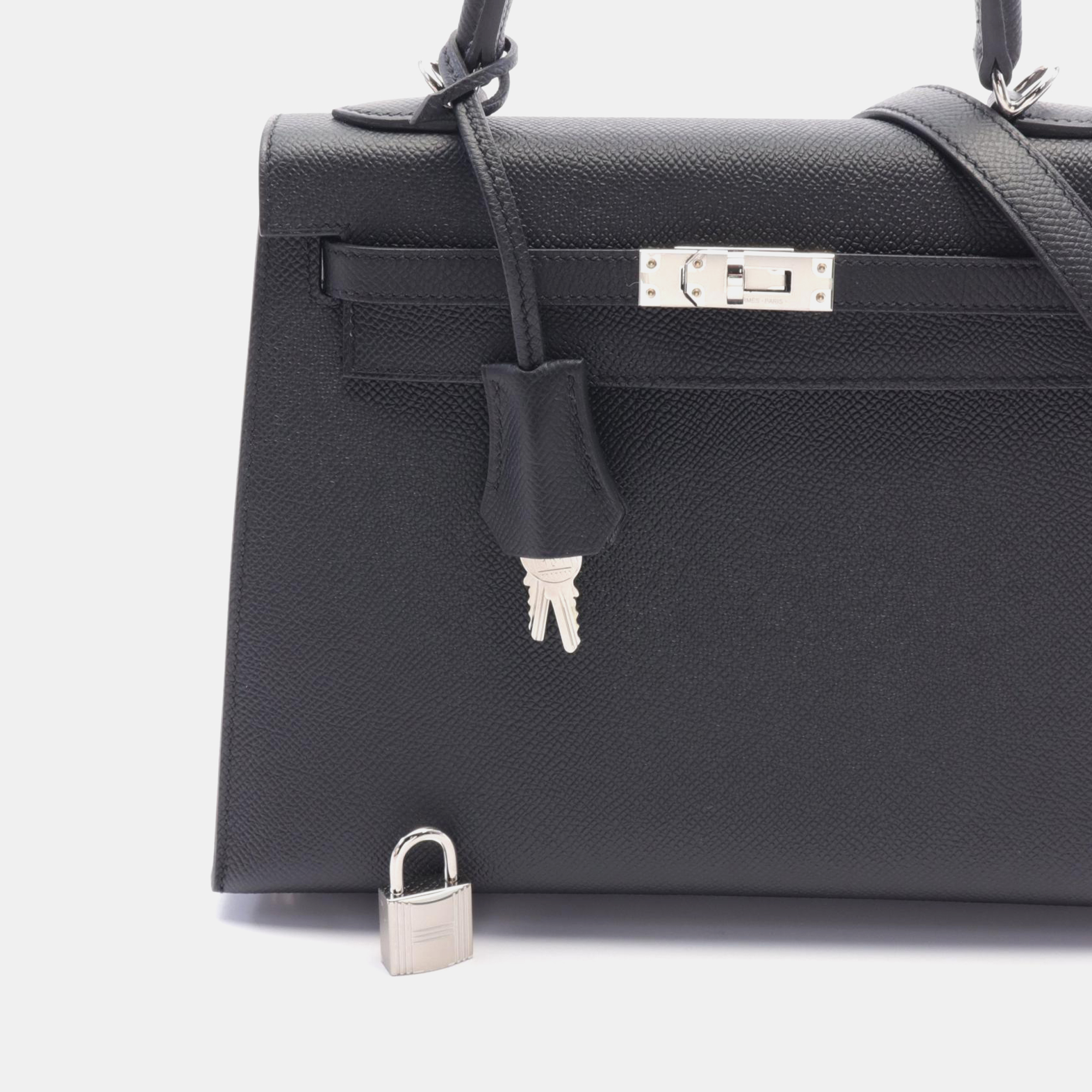 Hermes Black Leather Kelly 25 Tote Bag 2