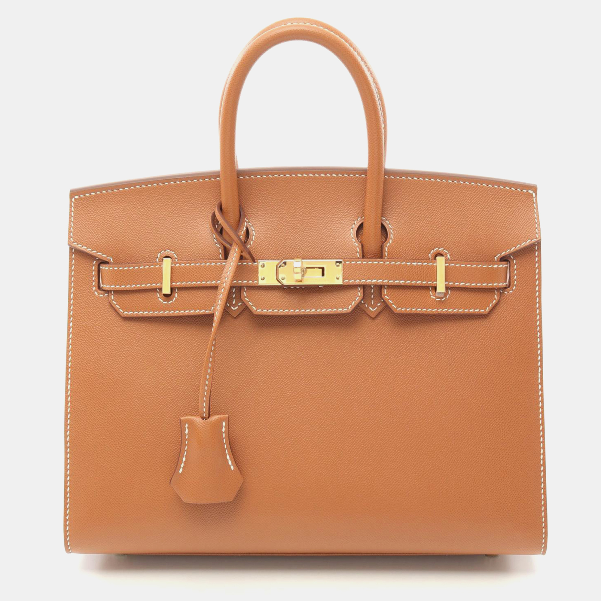 Hermes Brown Leather Birkin 25 Tote Bag