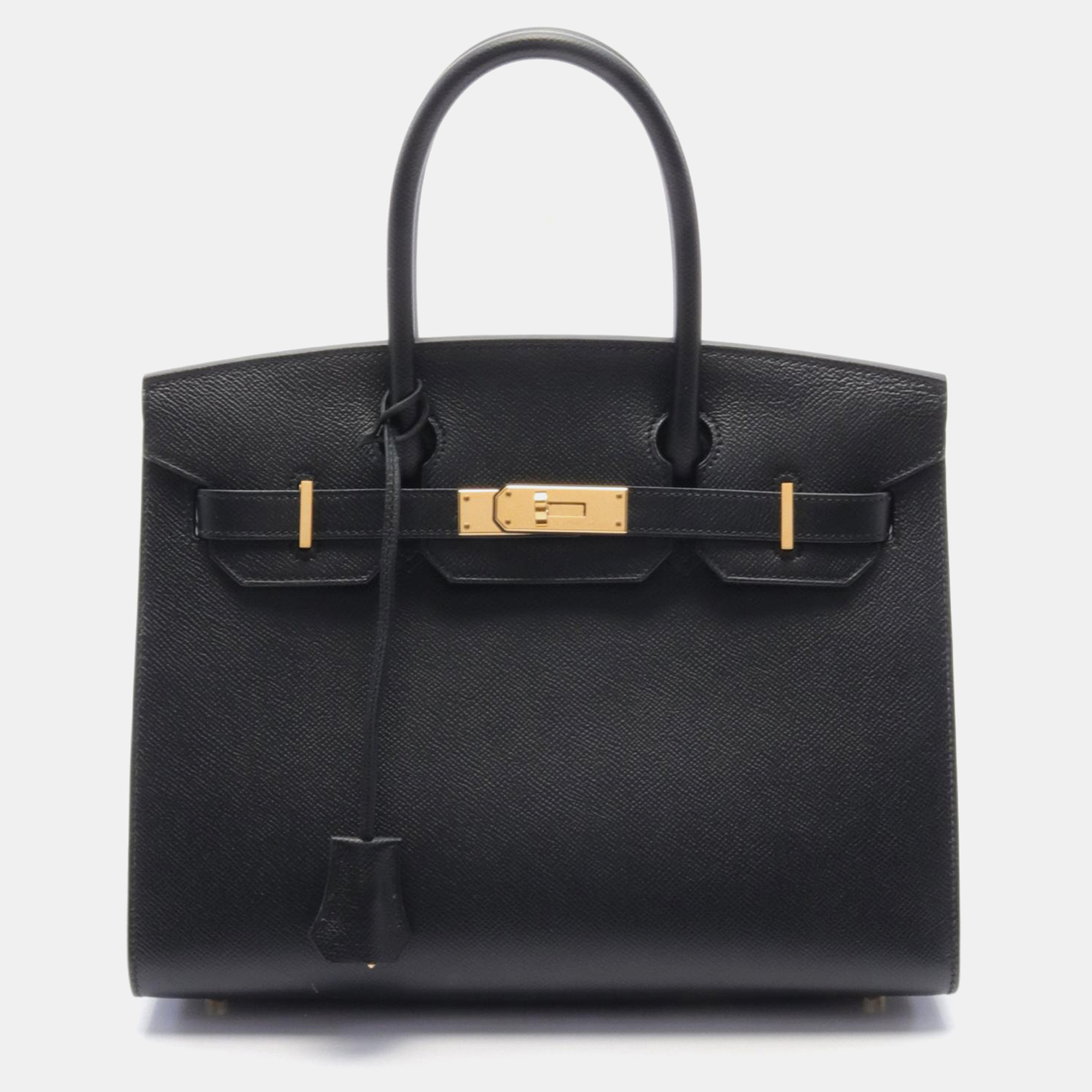 

Hermes Black Leather Birkin 30 Tote Bag