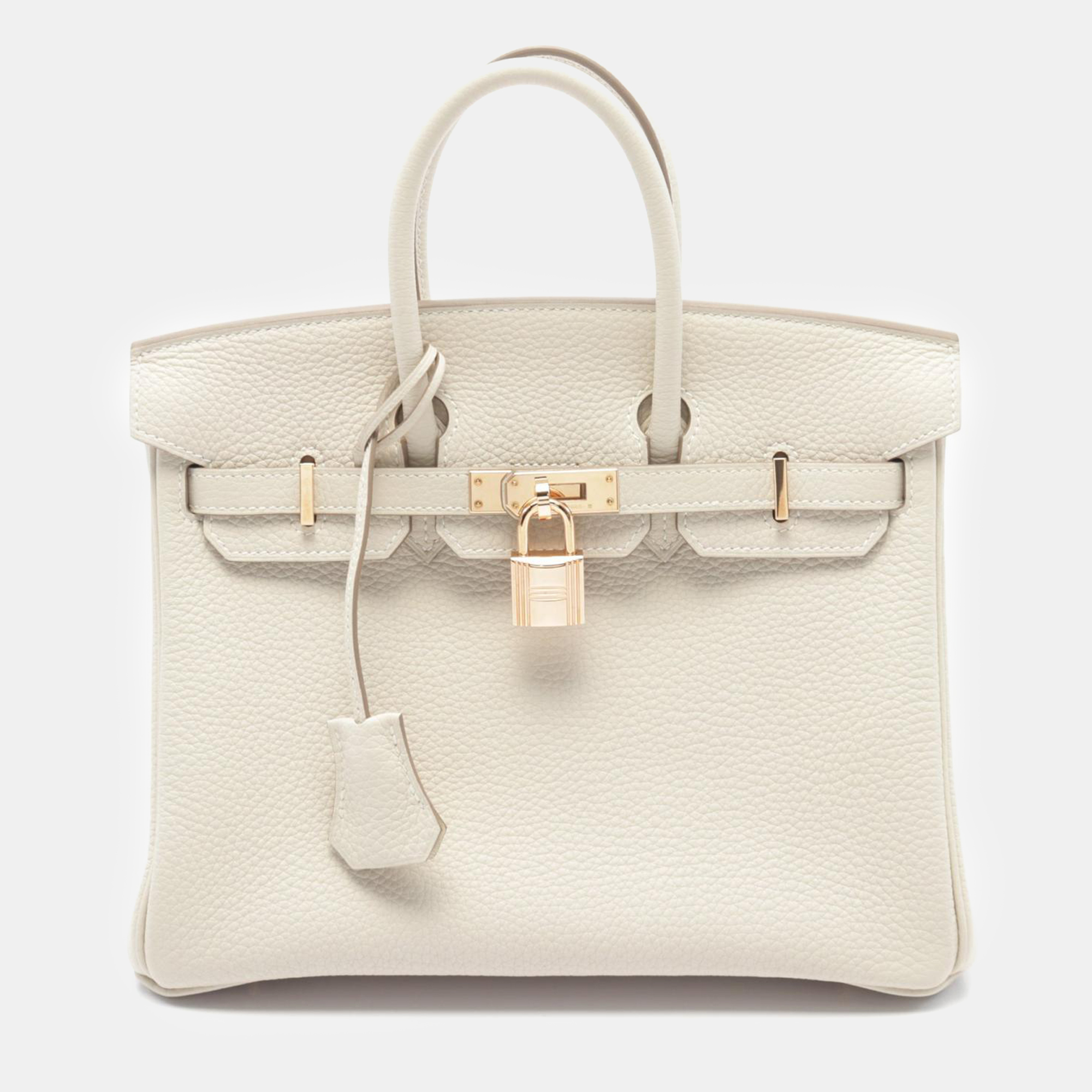 

Hermes White Togo Leather Birkin 25 Tote Bag
