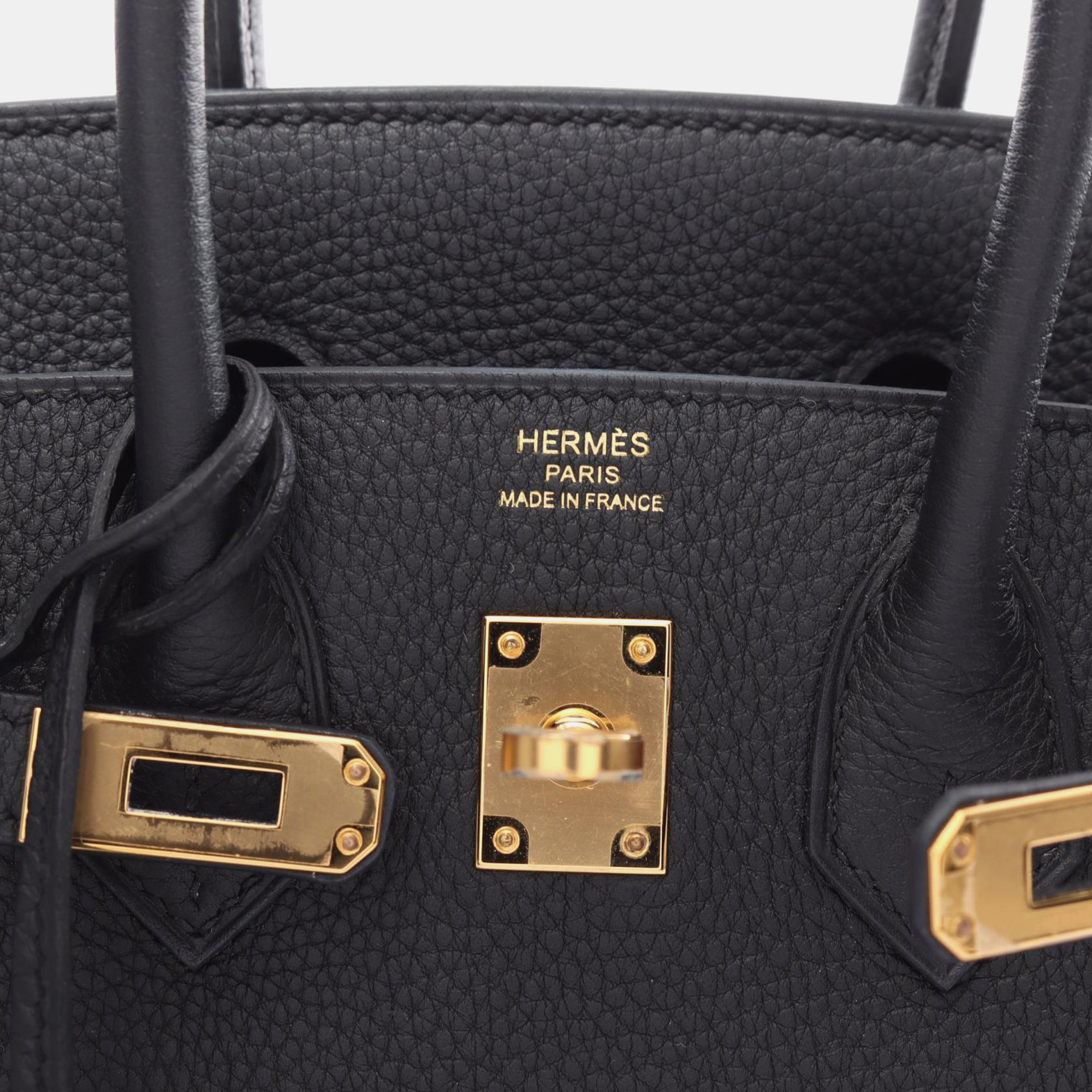 Hermes Black Togo Leather Birkin 25 Tote Bag 3