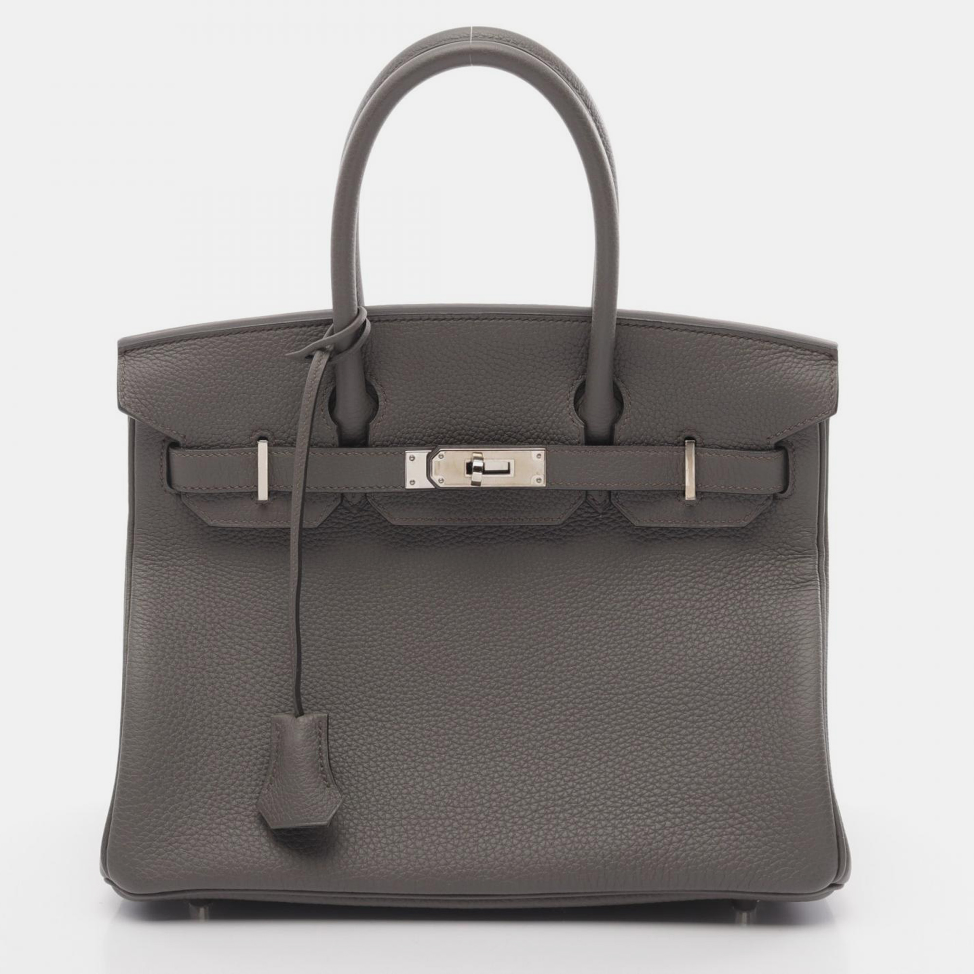 Hermes Gray Etain Leather Birkin 30 Tote Bag